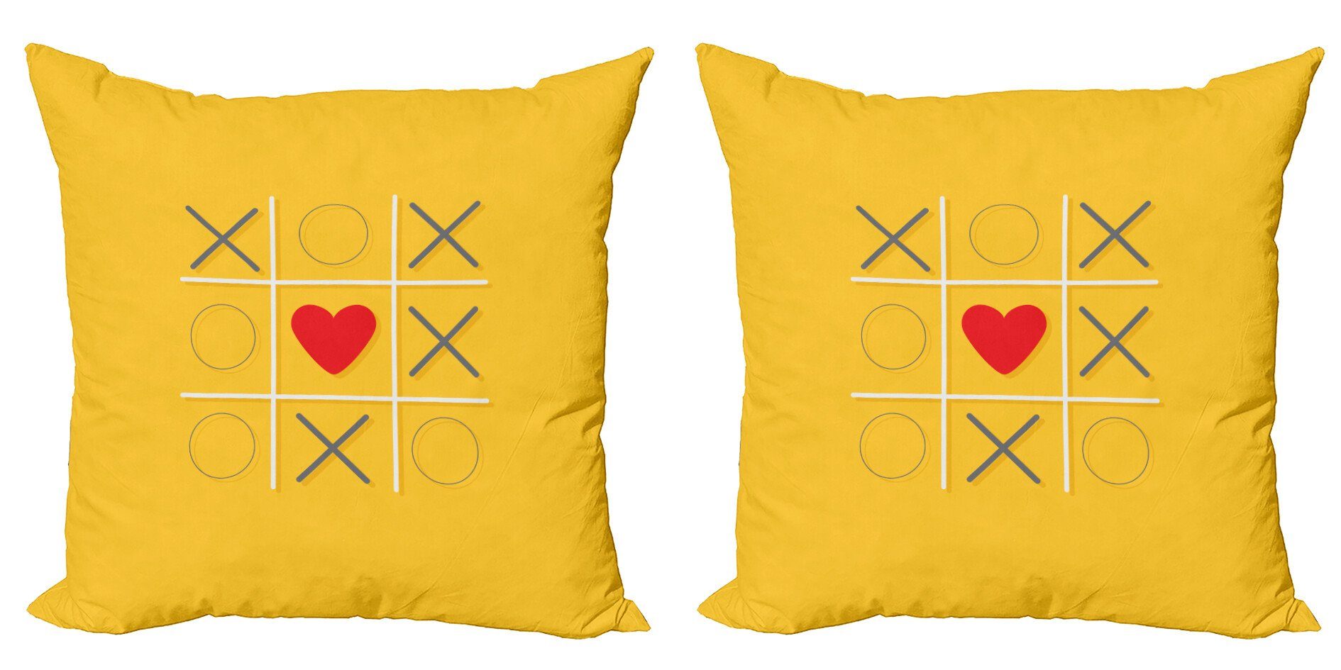 Kissenbezüge Modern Accent Doppelseitiger Digitaldruck, Abakuhaus (2 Stück), XOXO Tic Tac Toe inspiriert Liebe Win
