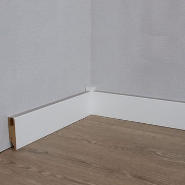 PROVISTON Sockelleiste MDF foliert, 19 x 70 x 2500 mm, Weiß, Fußleiste