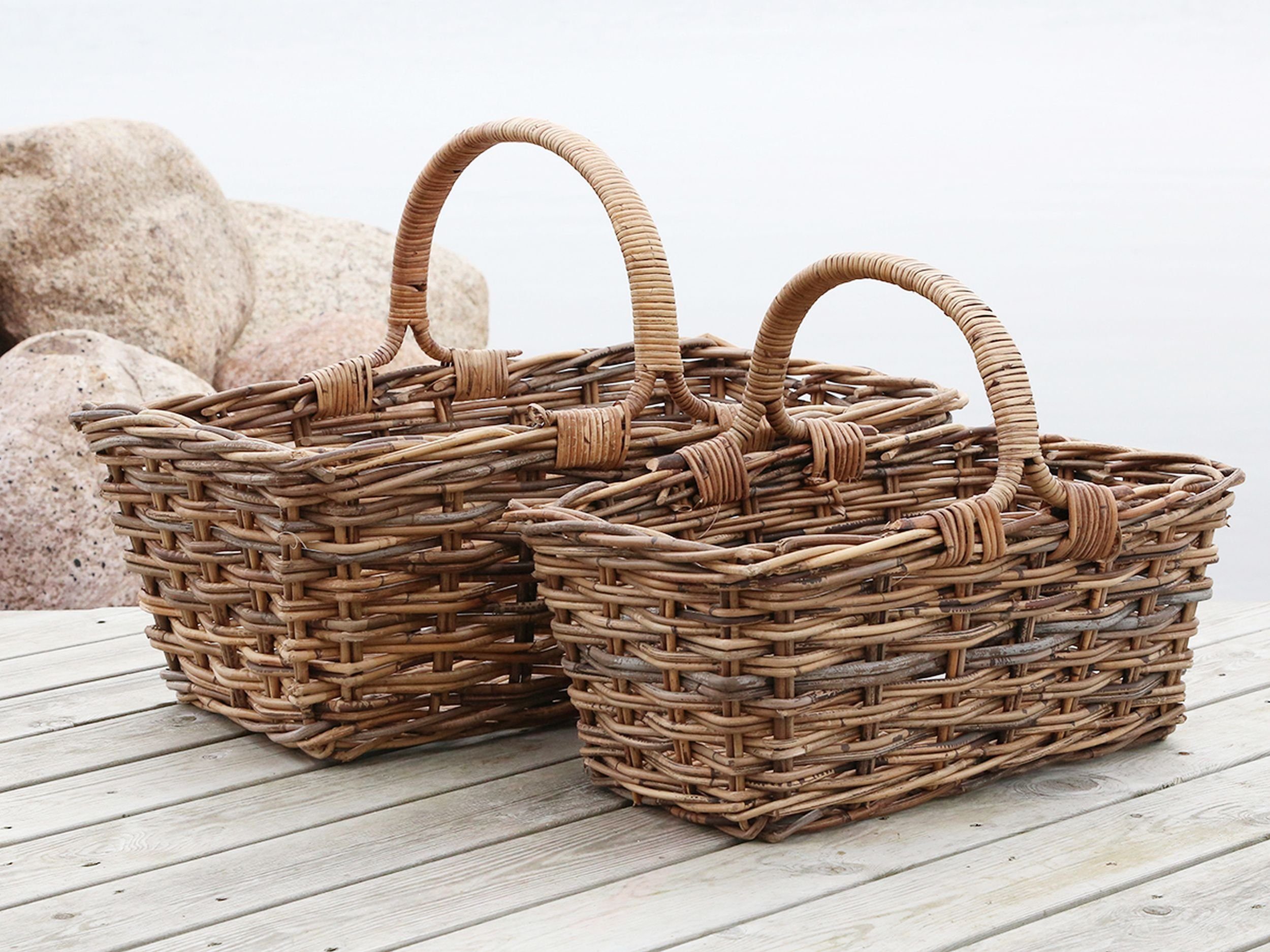 Chic Antique Dekokorb 2er Set Korb Rattankorb Deko Korb Einkaufskorb Rattan Chic Antique