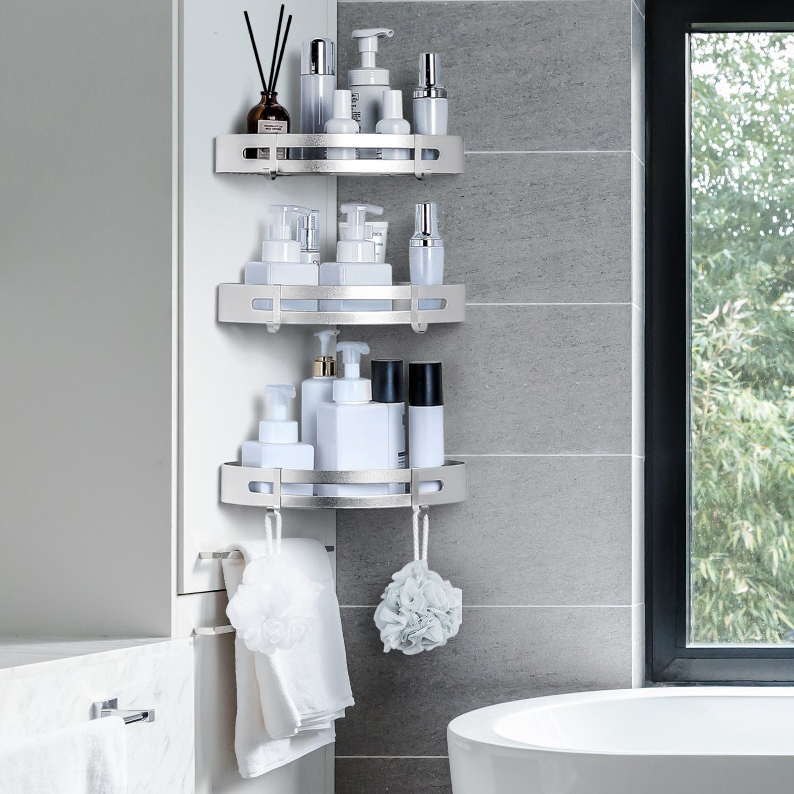 Yorbay Duschablage Duschregal ohne Bohrung, 3 Stücke Duschablage Eckregal D günstig online kaufen