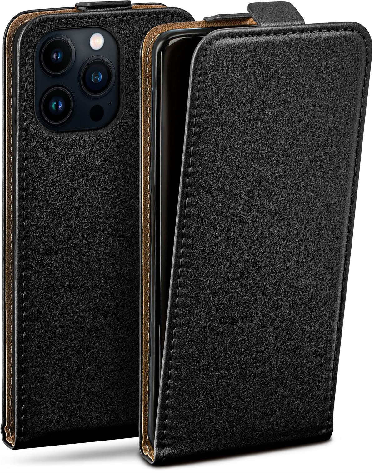 moex Handyhülle für iPhone 13 Pro Max Hülle Klappbar Flip Case Schwarz 6,7 Zoll, 360 Grad Schutz Handytasche Leder Optik PU Lederhülle Cover Klapphülle