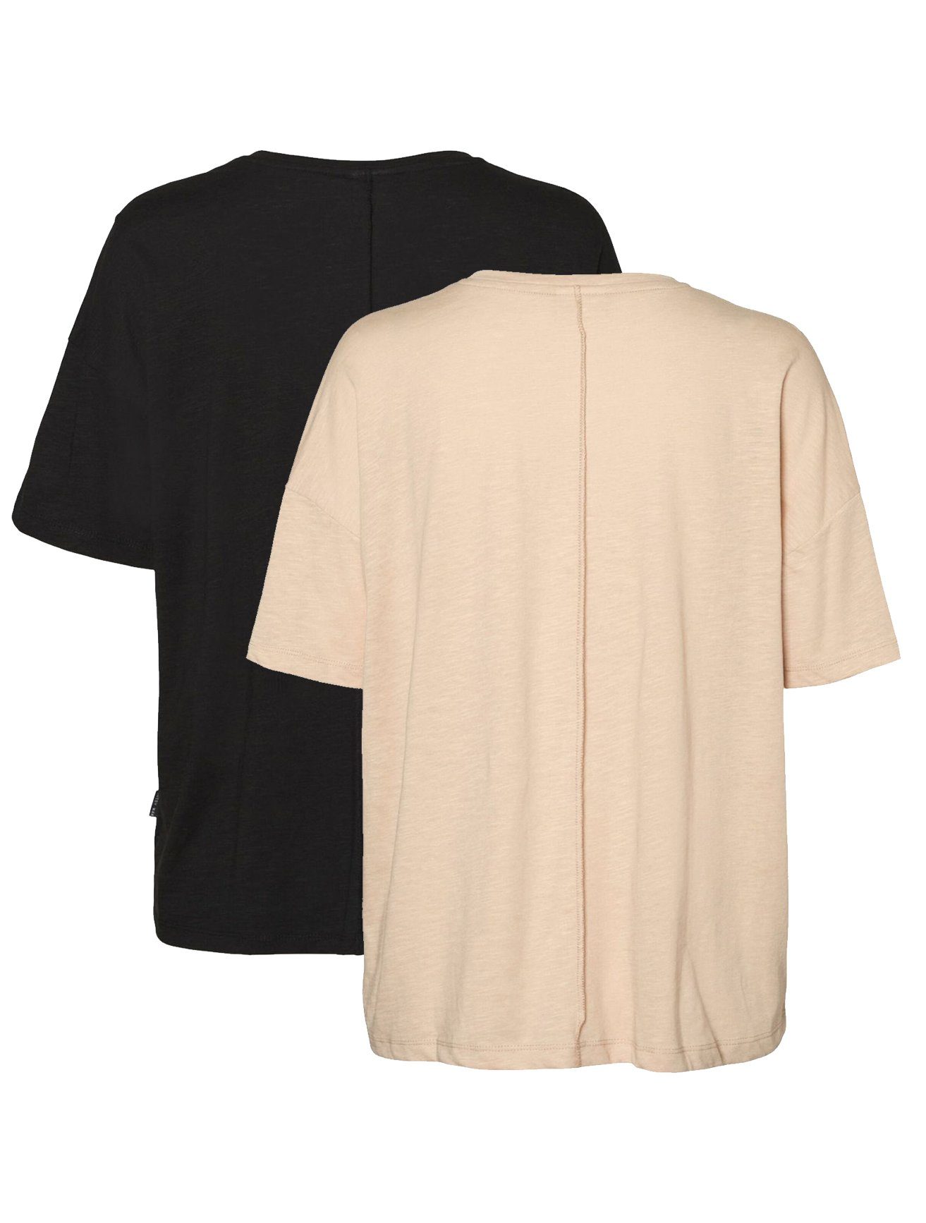 Pack T-Shirt (2-tlg) NMMATHILDE in Set 2-er Oversized may 4182 T-Shirt Schwarz-Orange Stück Basic Noisy