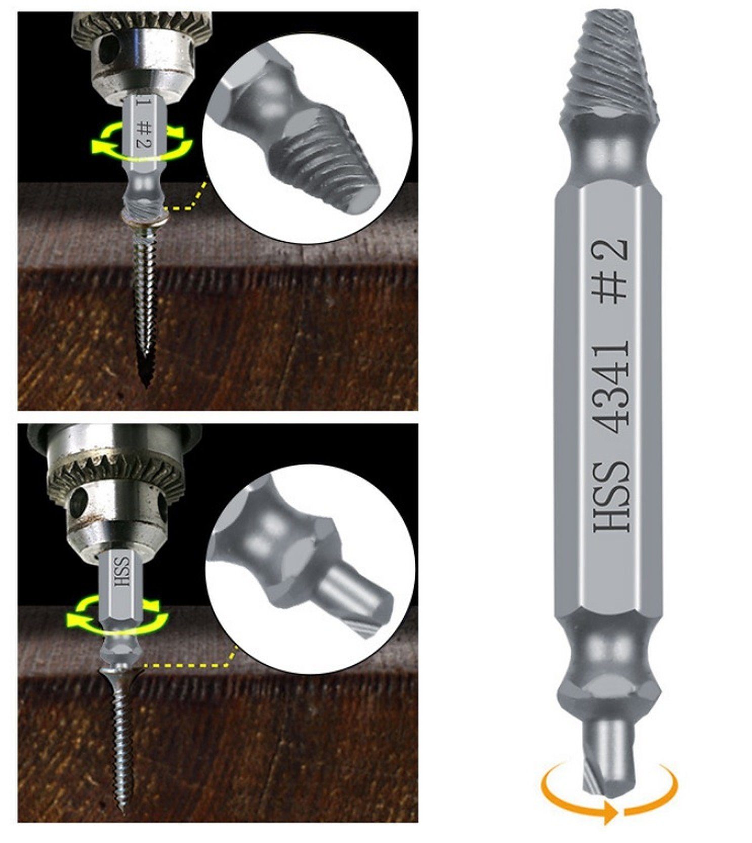 BAYLI Multitool Beschädigte Schraubenausdreher Satz 12-tlg., Speed Out Linksausdreher – Bild 4 von 5