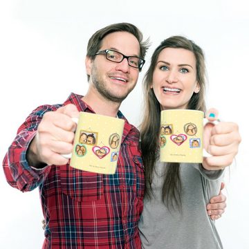 Mr. & Mrs. Panda Kinderbecher Igel Familie - Gelb Pastell - Geschenk, Liebe, Zusammenhalt, Kunststo, Kunststoff, Mikrowellenbeständig