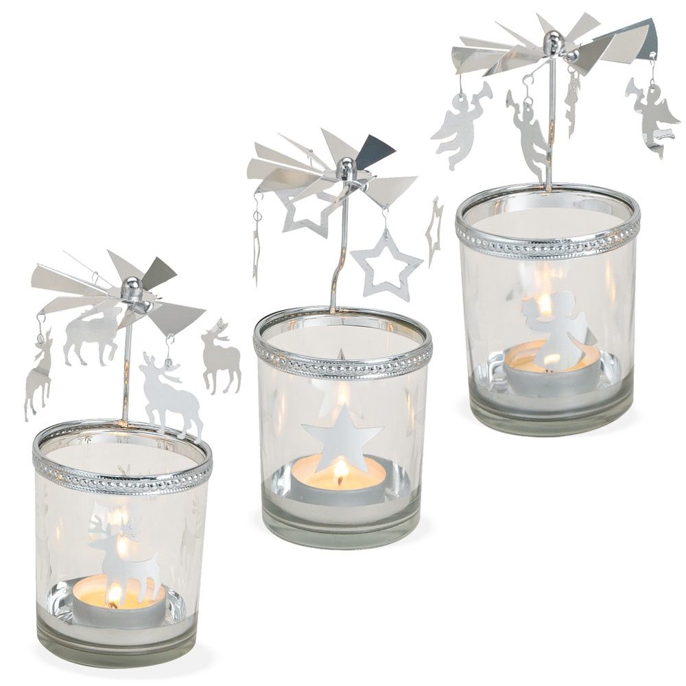 matches21 HOME & HOBBY Kerzenhalter Windlichter Karussell 3-er Set silber günstig online kaufen