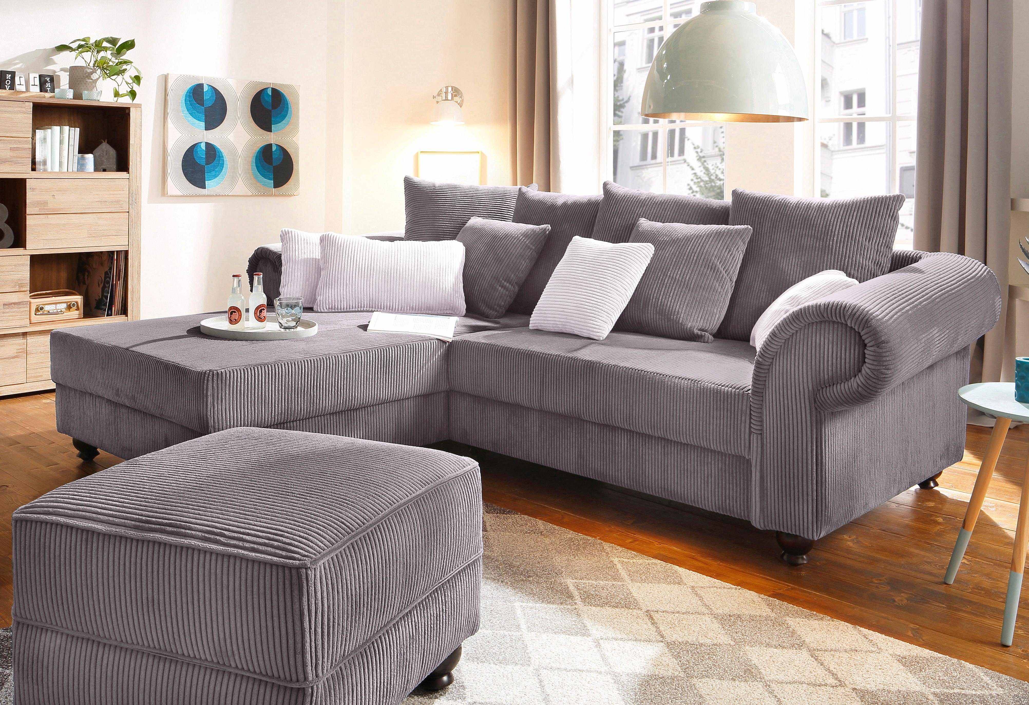 Home affaire Ecksofa King George King Henry, Mega Sofa, Breite 260cm, L-Form, mit Federkern, in legerer Polsterung und vielen Kissen