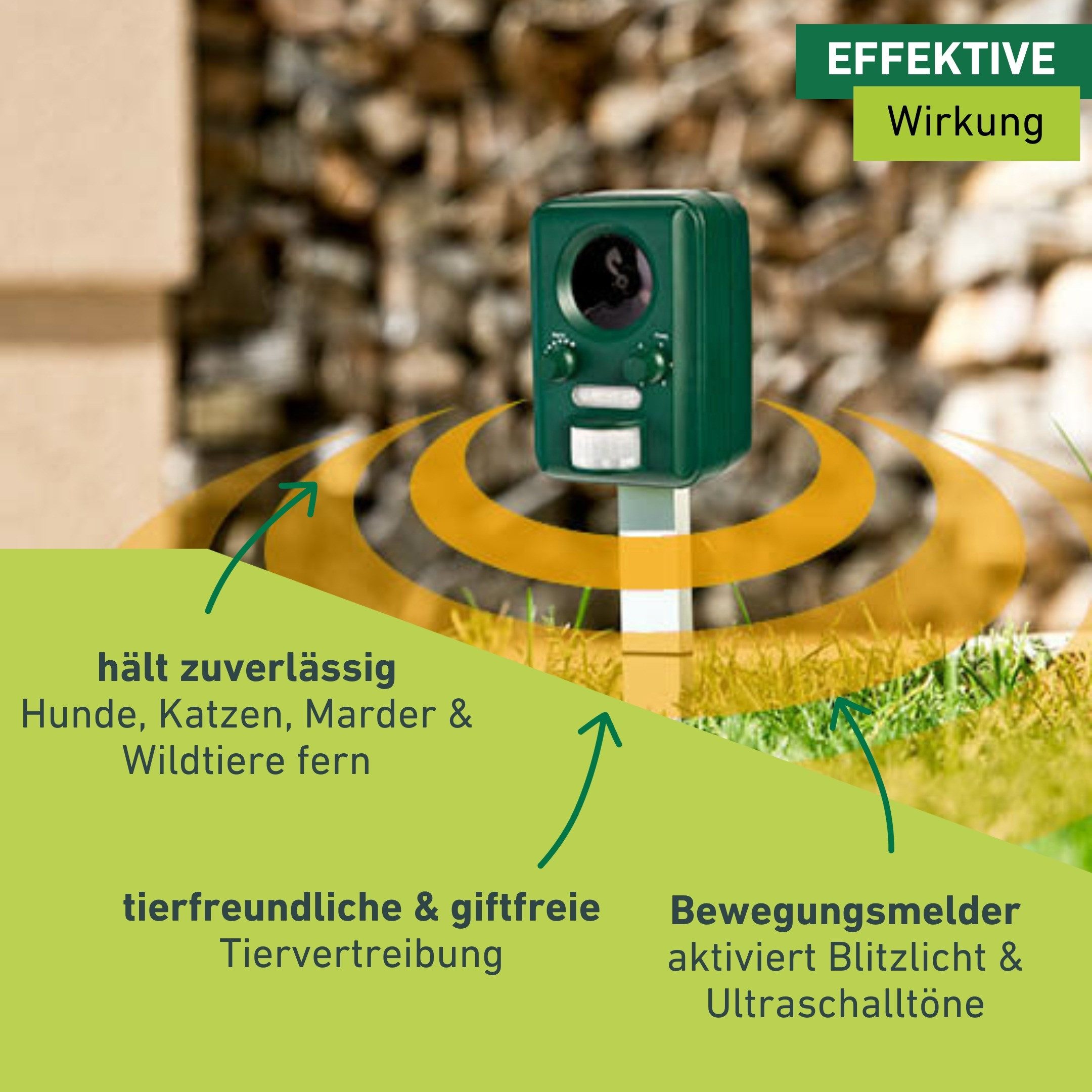 Windhager Ultraschall-Tierabwehr Gerät Outdoor, mit Solar oder Batterie, Tiervertreiber gegen Marder, Waschbären, Wirkungsbereich 60 m² – Bild 5 von 5