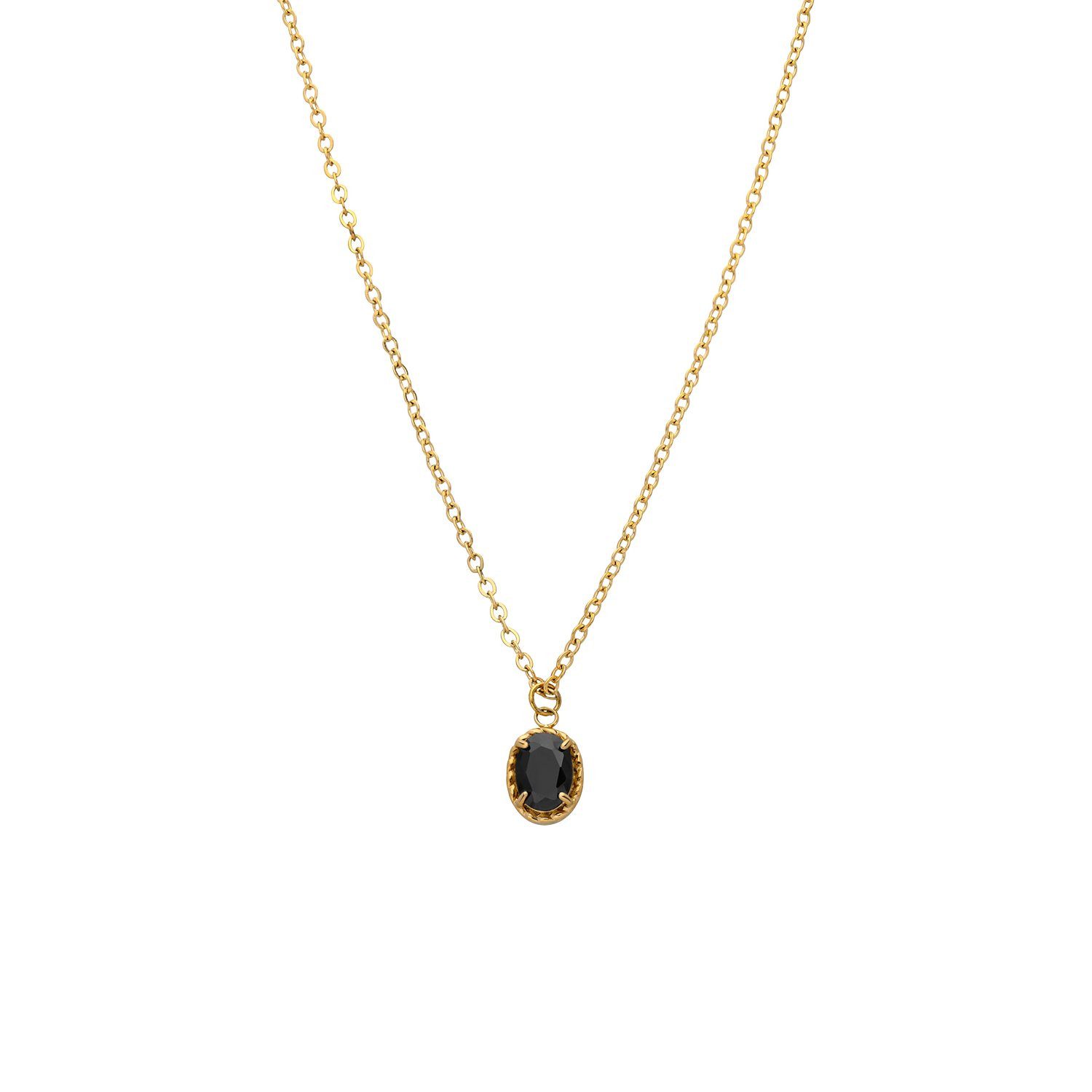 LUCARDI Kette mit Anhänger Halskette - Stahl - Gold - Zirkonia - Damen