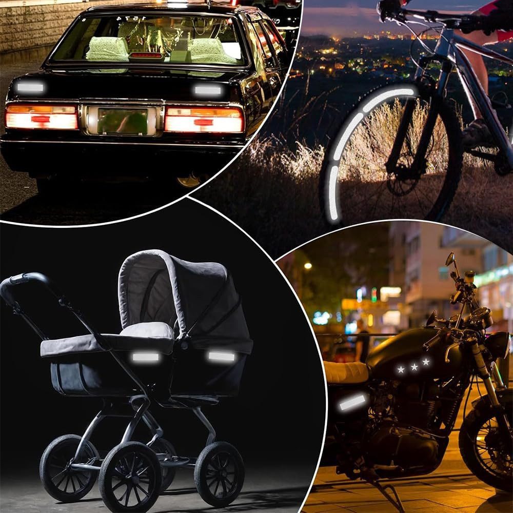 FOUORTUNATE-BEE Reflektorband Reflektierende Aufkleber für Motorrad Helm Auto Fahrrad – 42 Stück, Fluoreszierende Warnstreifen Sticker selbstklebend & wasserfest
