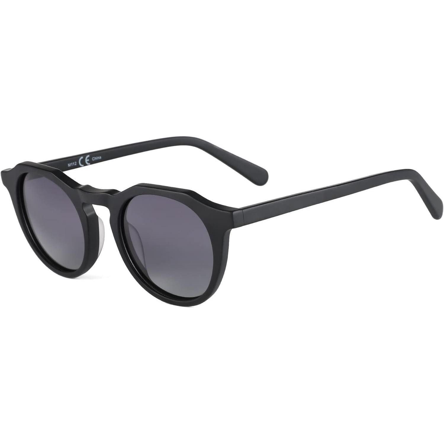 LuxusKollektion Retrosonnenbrille Sonnenbrille Rund Polarisierte UV400 C01 Schwarz Rahmen Grau Linse (1-St)