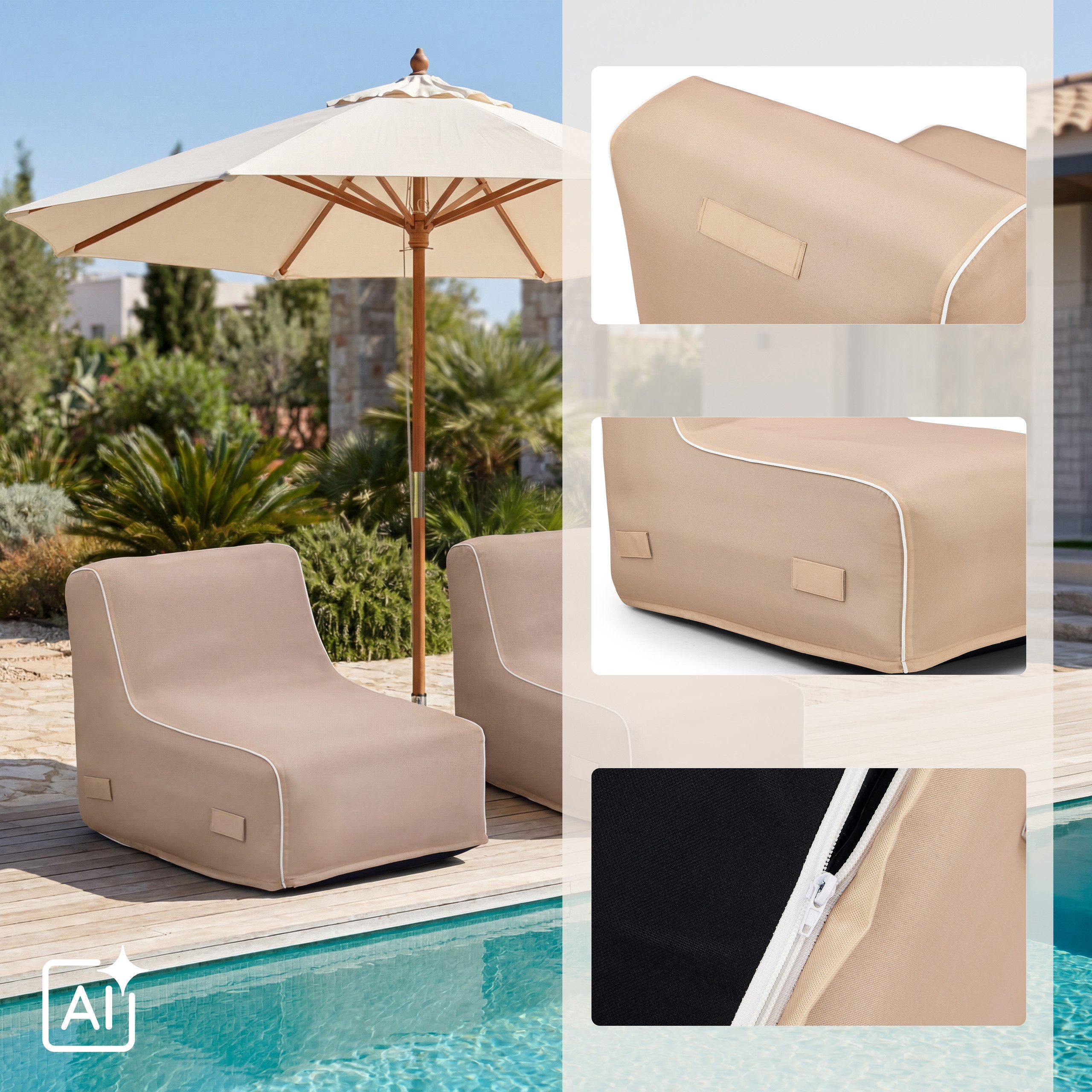 hjh LIVING Sitzsack Luftsofa Sitzolo Air Stoff, Luftsofa Outdoor Sitzsack inkl. Fußpumpe, Wasser- & UV-beständig
