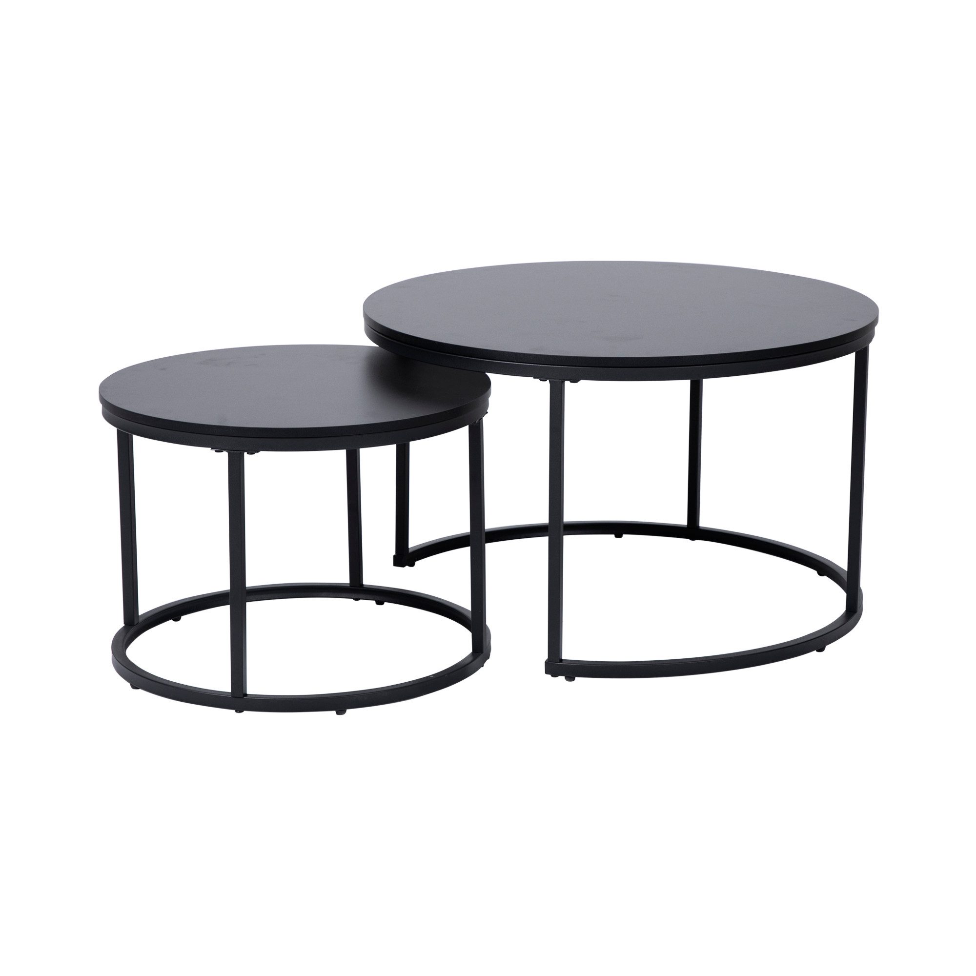 Home Collective Couchtisch 2er Set Beistelltisch Wohnzimmertisch modern rund und quadratisch (ideal als Büro Ablagetisch oder als Wohnzimmer Deko, Rund Set 2 in 1), hochwertiges Design mit Metallgestell, stabile Tischplatte, schwarz