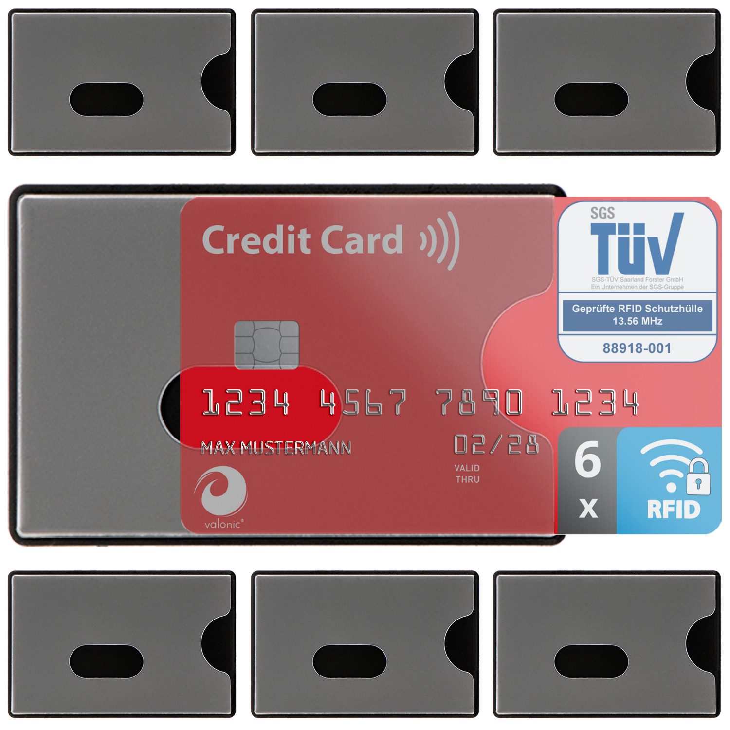 valonic Etui valonic - Kreditkartenhüllen RFID-Block 6 Stück