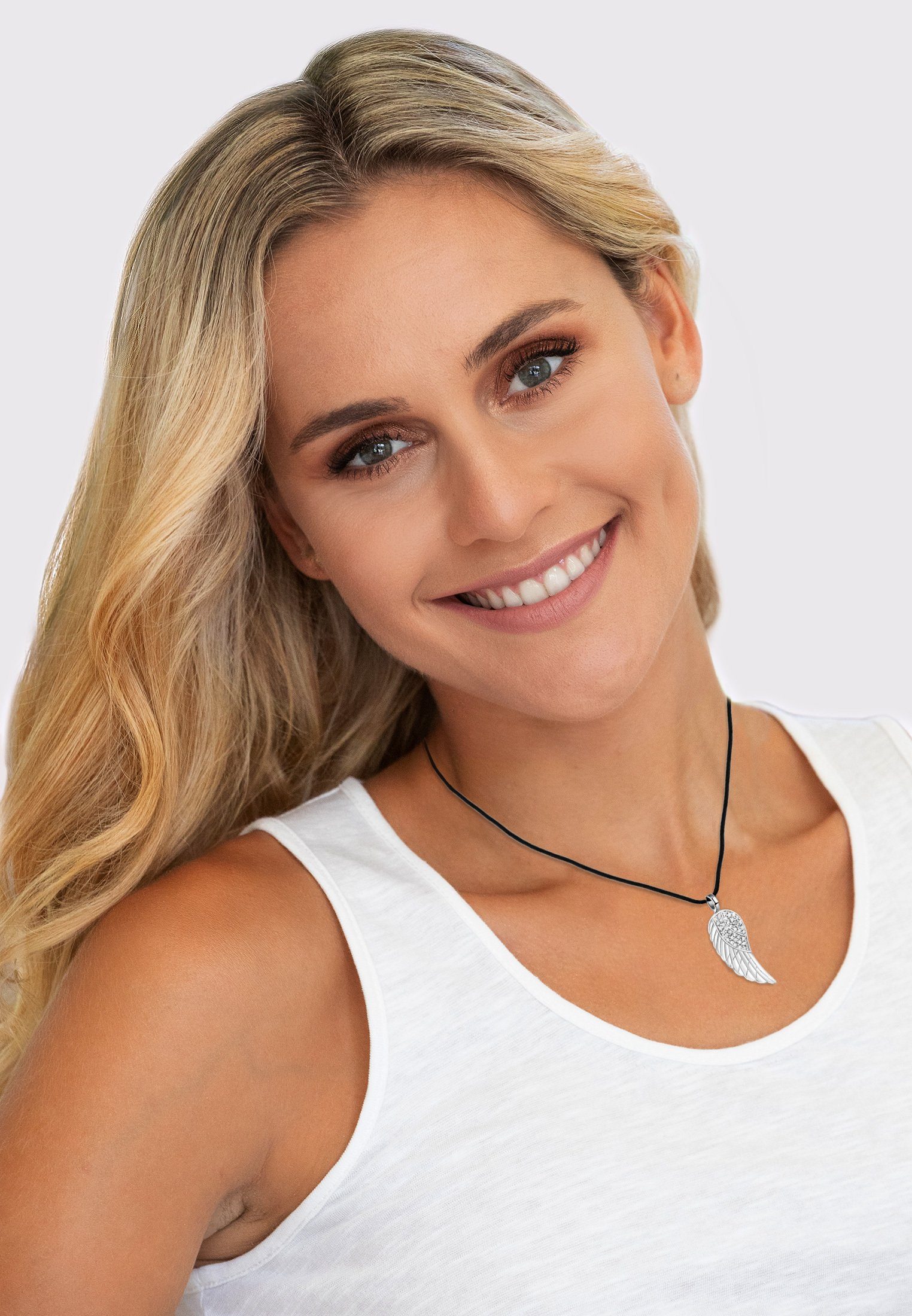 Nenalina Collierkettchen Flügel-Anhänger Kautschuk 925 Silber