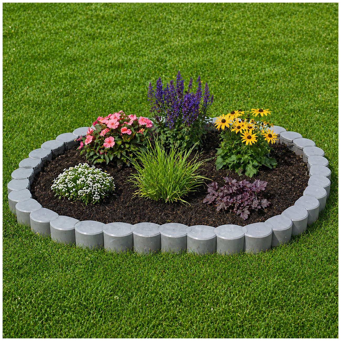 HTI-Living Beetumrandung Beetumrandung Nessa Palisade 12-teilig Grau, LxH: 22x4.5 cm, Set, Beetumrandung mit 12 Modulen, Beetbegrenzung Beeteinfassung Rasenkante