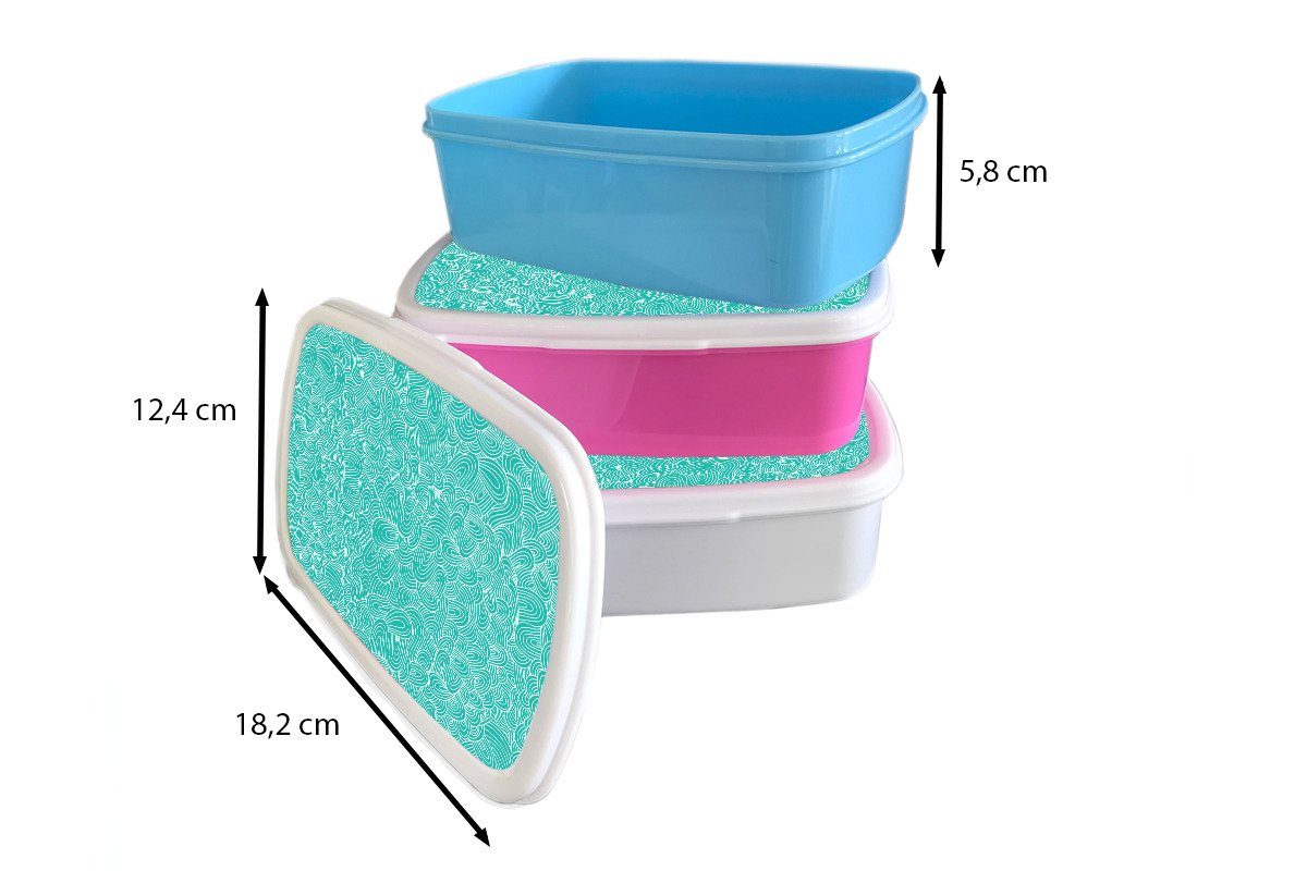 Brotdose (2-tlg), für Erwachsene, Lunchbox Wasser Kunststoff - Kinder, Brotbox - Kunststoff, Muster Mädchen, Snackbox, Meer, rosa MuchoWow