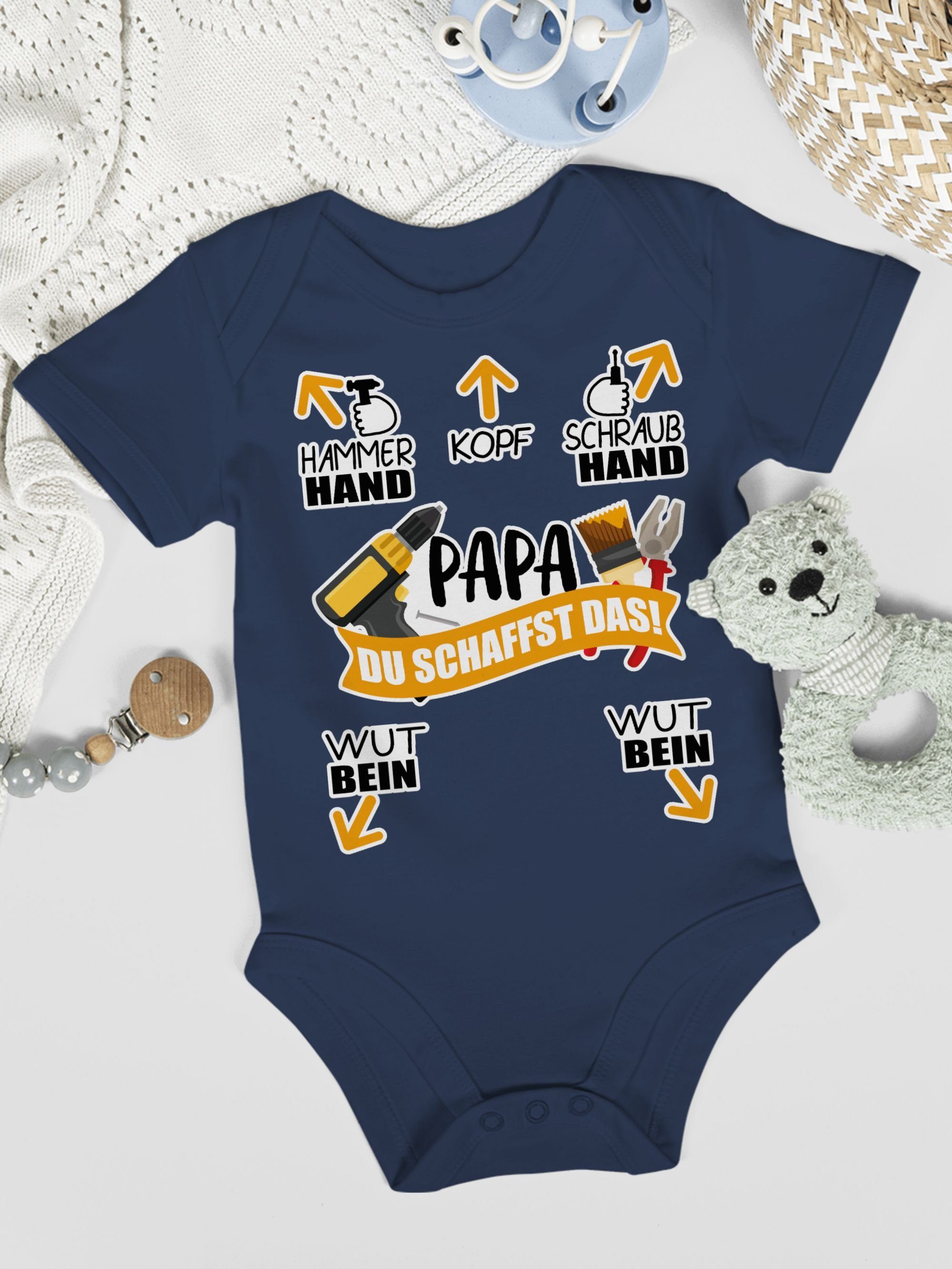 Shirtracer Shirtbody Papa - Du schaffst Navy Baby 2 Vatertag Werkzeug Geschenk das! Blau 