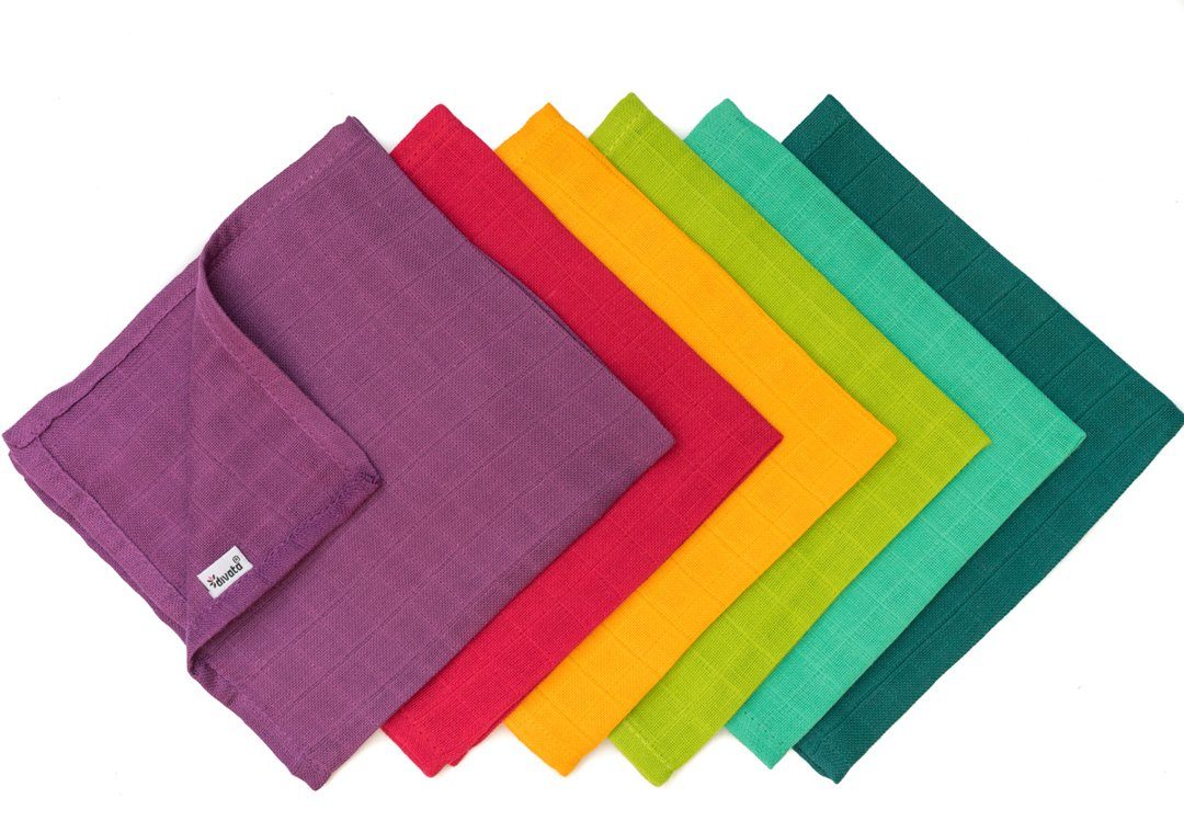 divata Spucktuch 6er Set MINI Mulltücher, 35x35 cm Bunt Klein farbig Baby Waschlappen, (6-tlg), Extra weich und in leuchtenden Farben, die Babys lieben