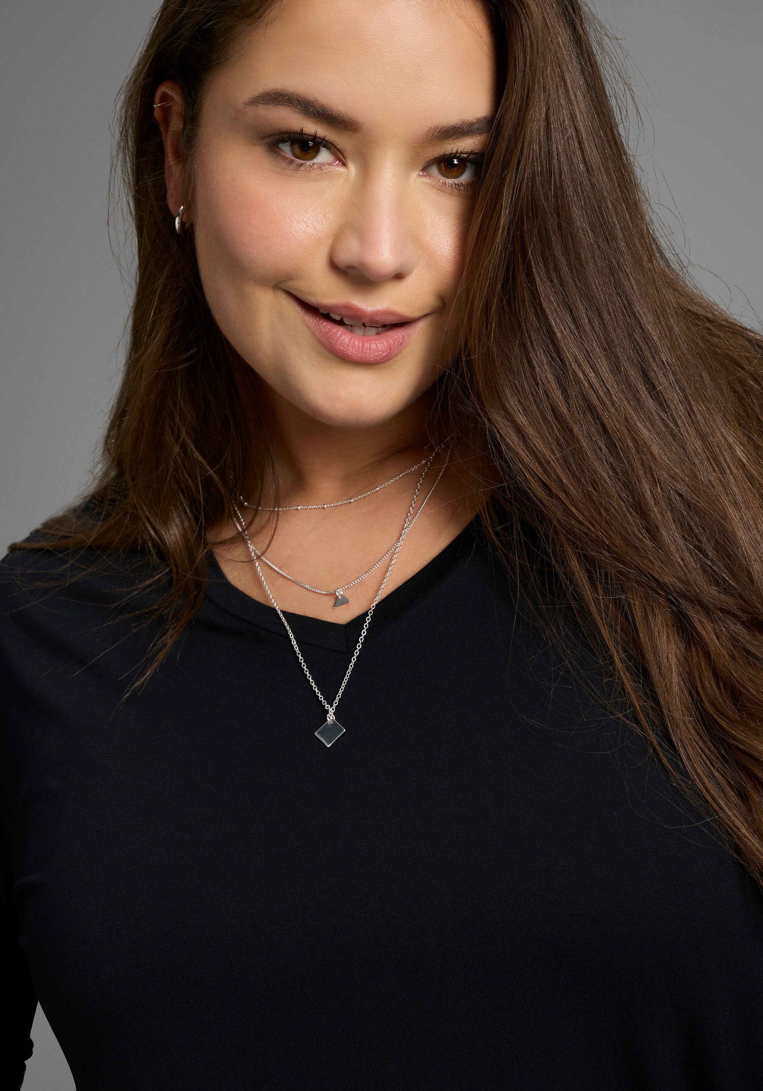 Laura Scott CURVE 3/4-Arm-Shirt Große Größen mit V-Ausschnitt und lockerer Passform