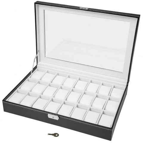 tectake Uhrenbox Uhrenbox mit 24 Fächern inkl. Schlüssel (1 St)