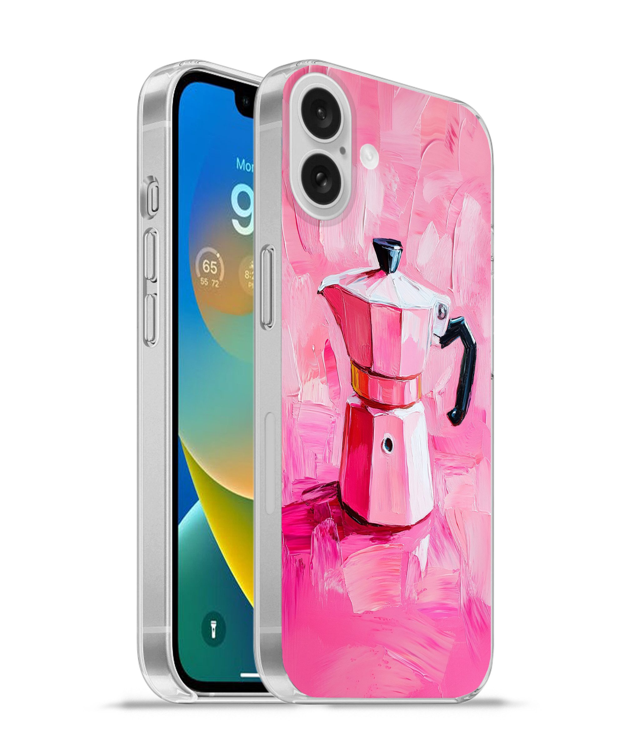 MuchoWow Handyhülle für Apple iPhone 16 Plus Rosa - Farbe - Kaffee, Smartphone-Bumper, Print, Handy Schutzhülle Dünn