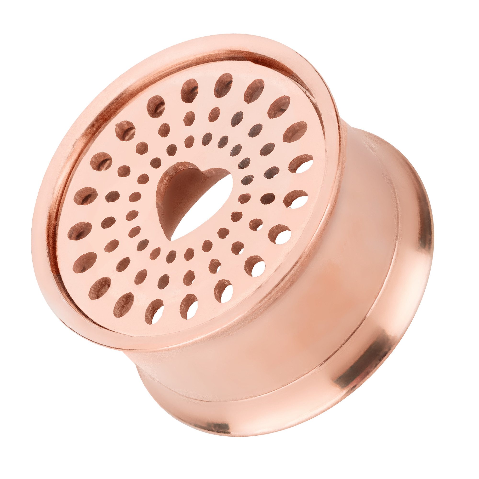 Taffstyle Plug Flesh Ohr Tunnel Plug Herz gelocht Edelstahl Rosegold 14mm, günstig online kaufen