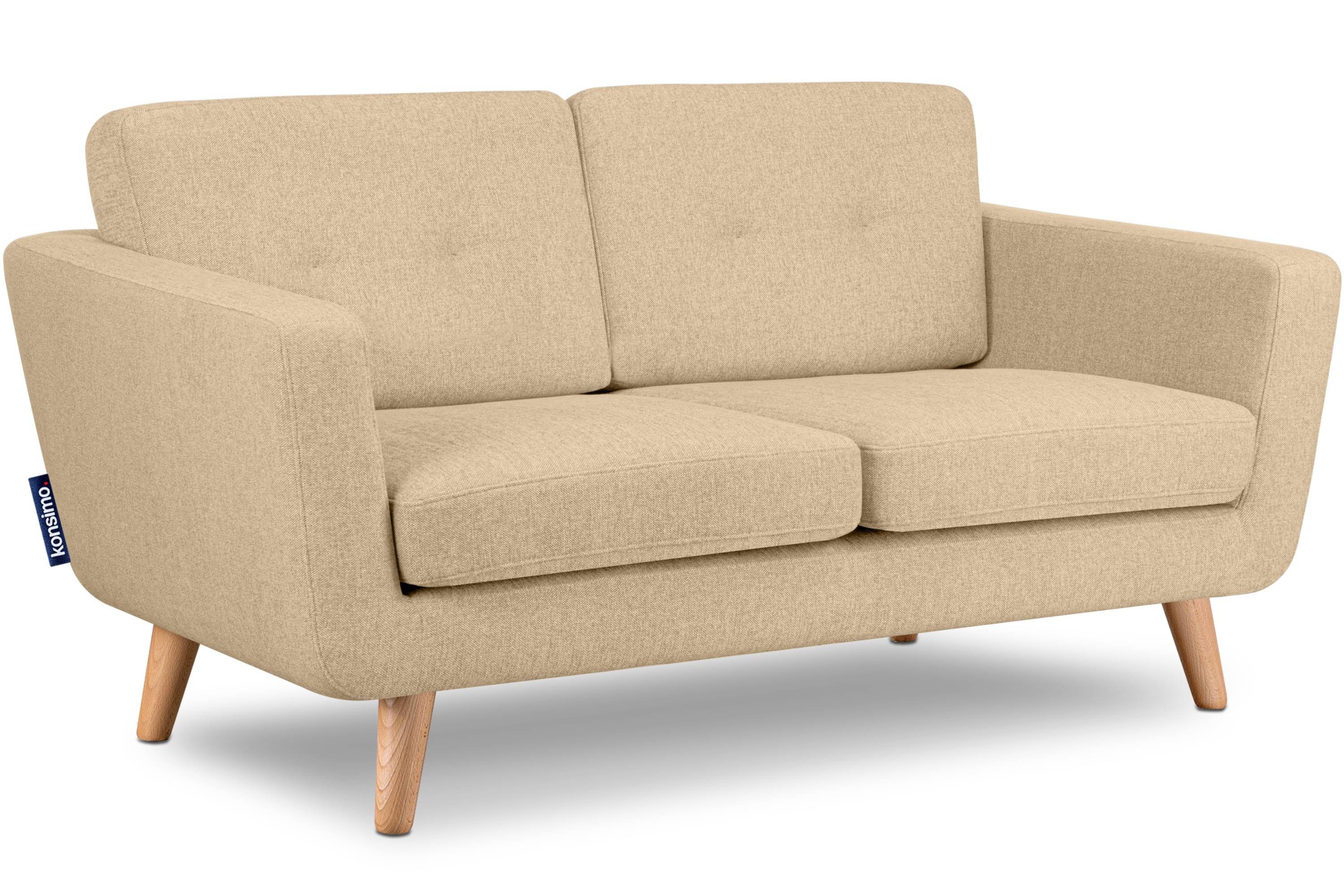 Konsimo 2-Sitzer TAGIO II Sofa 2 Personen, hergestellt in der EU, mit Steppung auf den Rückenkissen cremefarben
