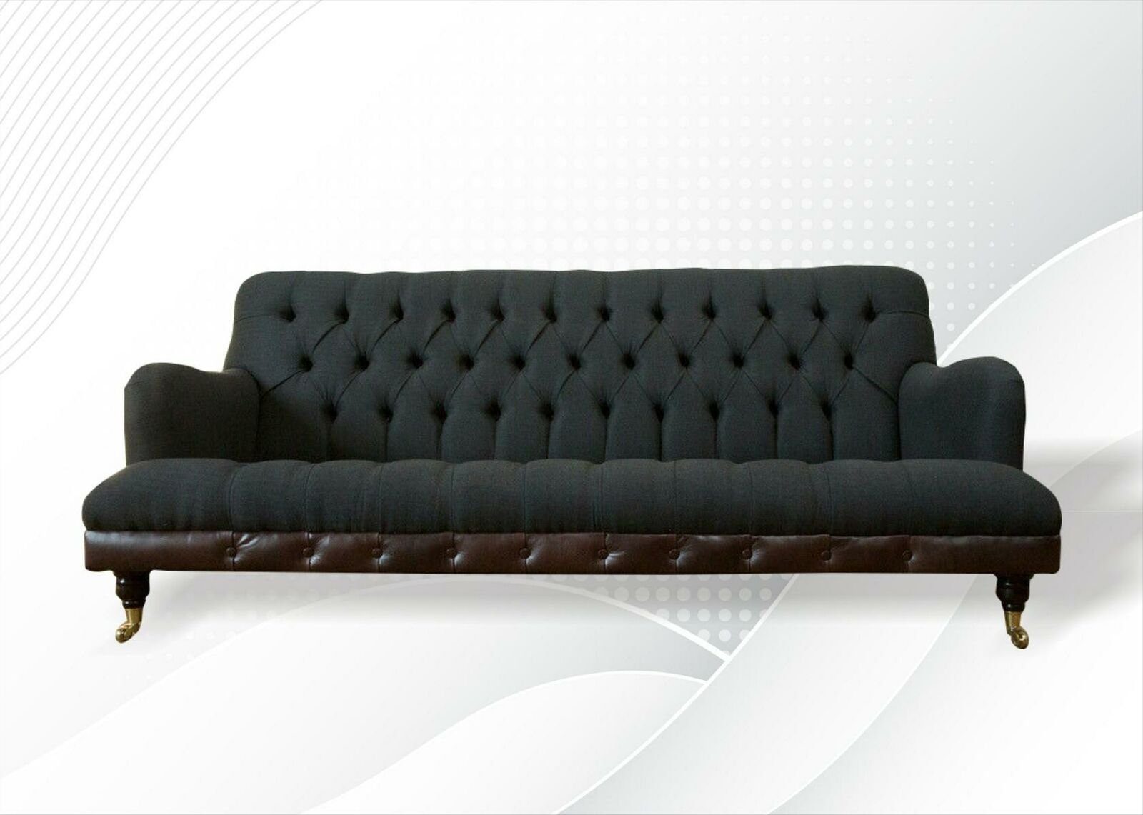 JVmoebel Chesterfield-Sofa Moderner Grauer Chesterfield Dreisitzer Design Couch Sofas Neu, Made in Europe