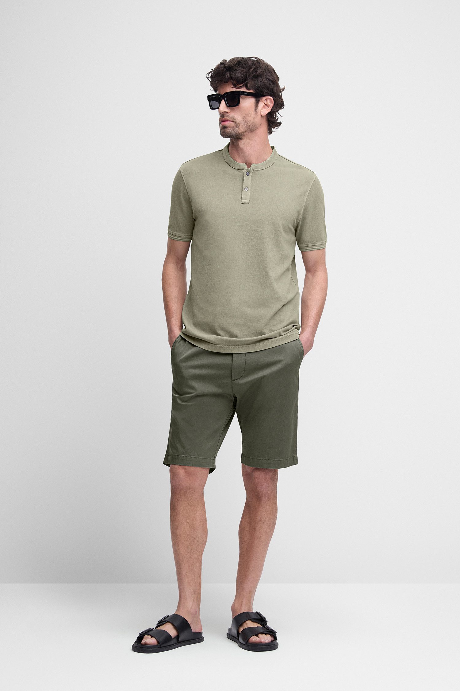Cinque T-Shirt CILANO Rundhalsausschnitt mit kurzer Knopfleiste, Relaxed Fit