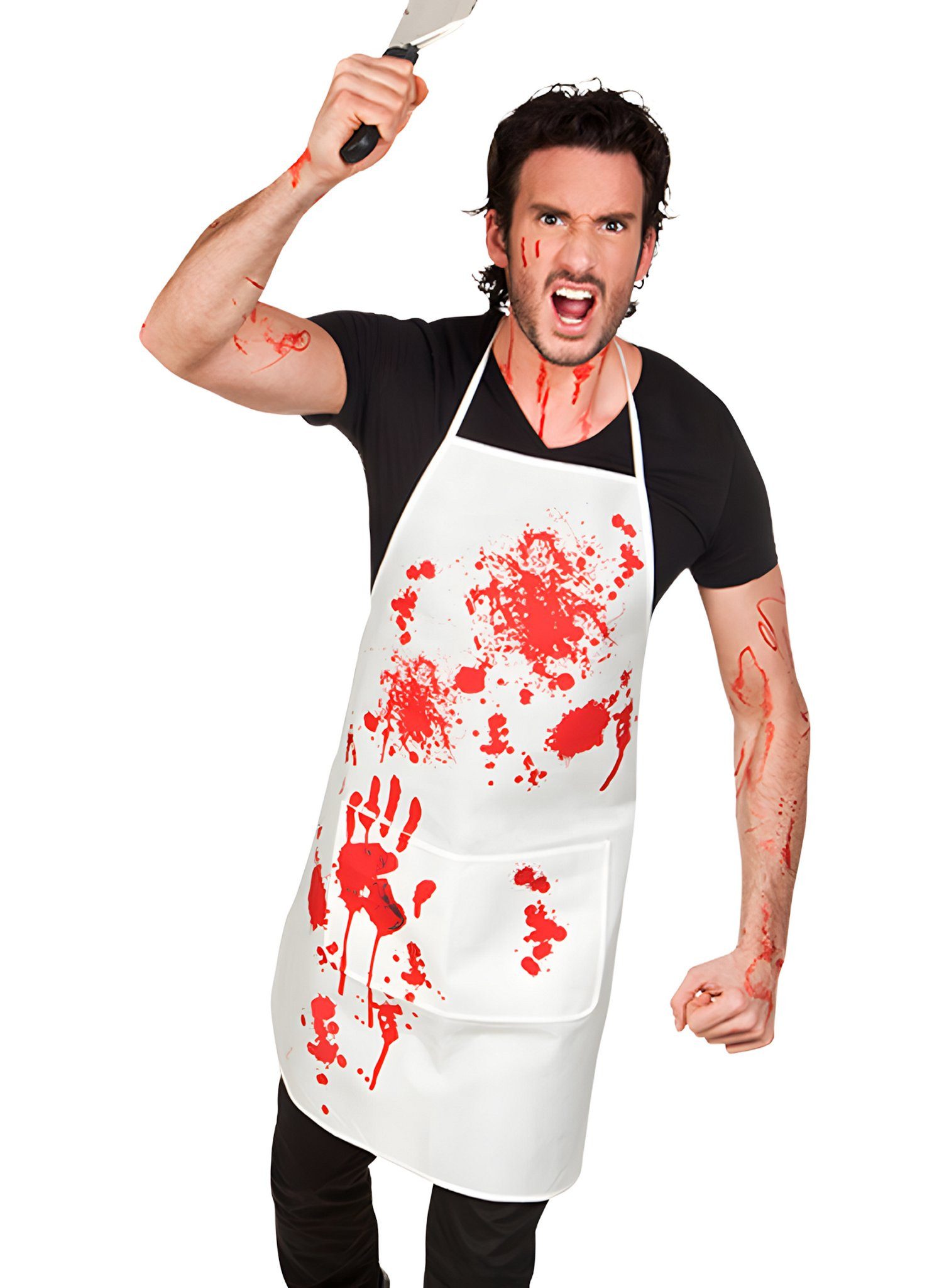 Boland Kostüm Blutige Schürze - Halloween Kostüm Herren Damen, Schutzkleidung hilft, wenn's am Arbeitsplatz mal wieder dreckig wird