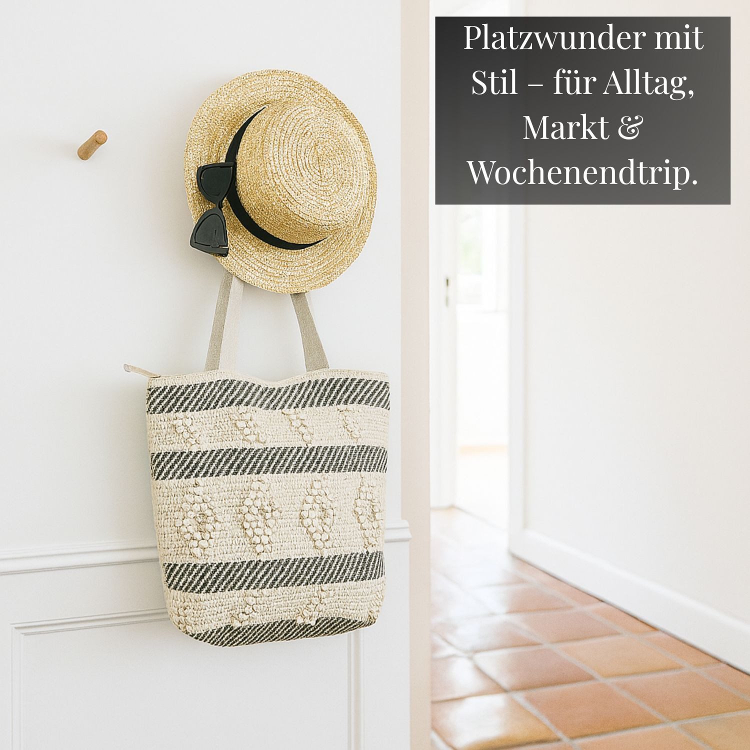 Marrakesch Orient & Mediterran Interior Schultertasche Sac boho Kalpur -1- 43 x 40 cm, grand sac à main en coton naturel (1-tlg), Handarbeit – Bild 4 von 5