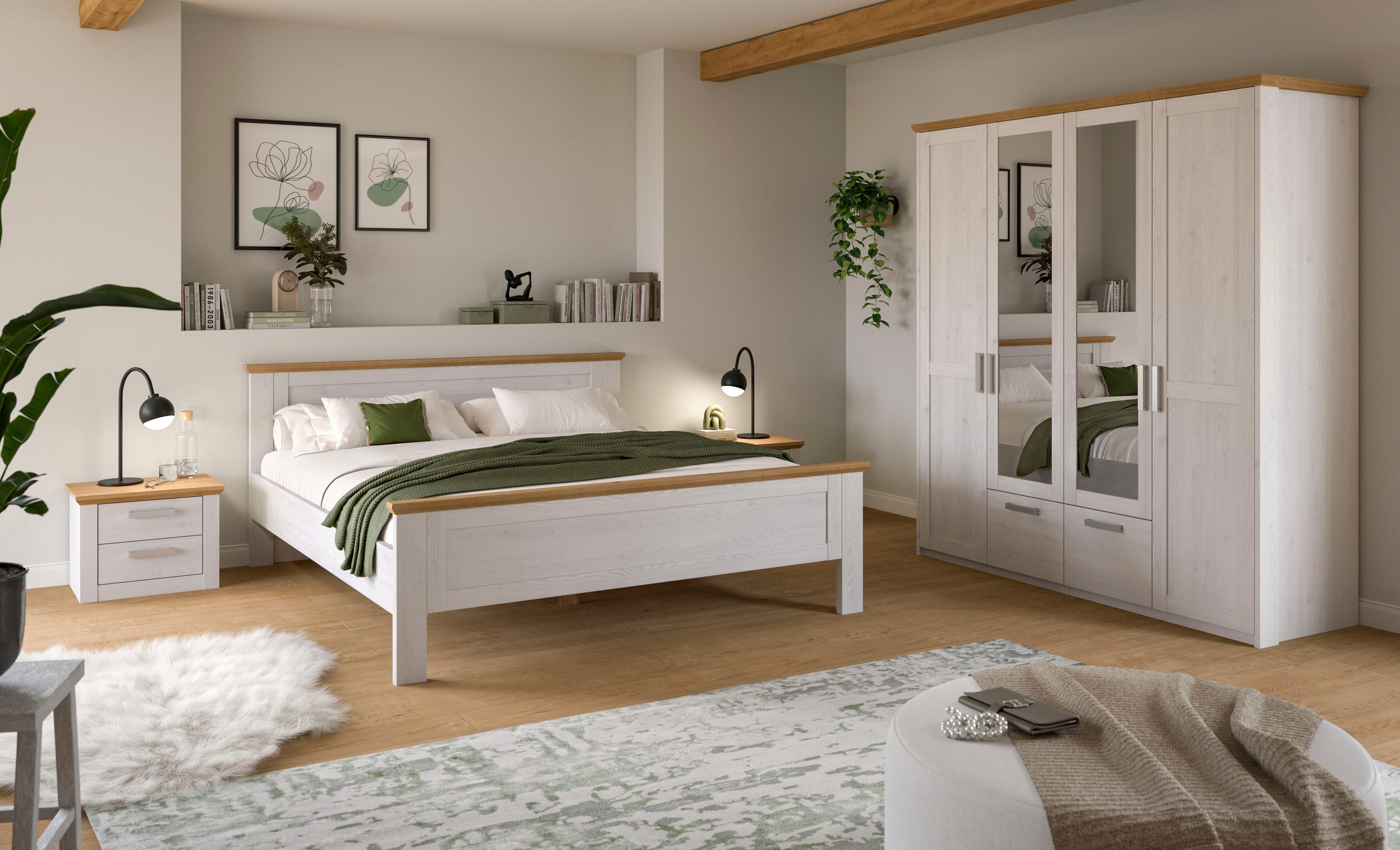 Home affaire Kleiderschrank COSENZA, Breite 188cm, viel Stauraum, in Landhausoptik (2 Schubkästen mit Vollauszug, 4 Türen, 2 Kleiderstangen, viel Stauraum) Schl – Bild 5 von 5