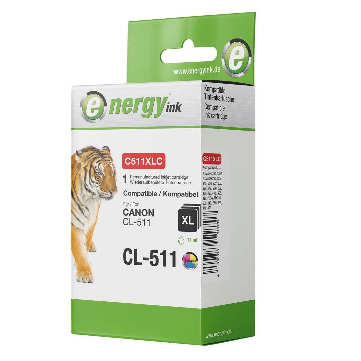 Energy-ink Tintenpatrone C511XLC ersetzt Canon CL-511 XL color Tintenpatrone (kompatibel, mehrfarbig)
