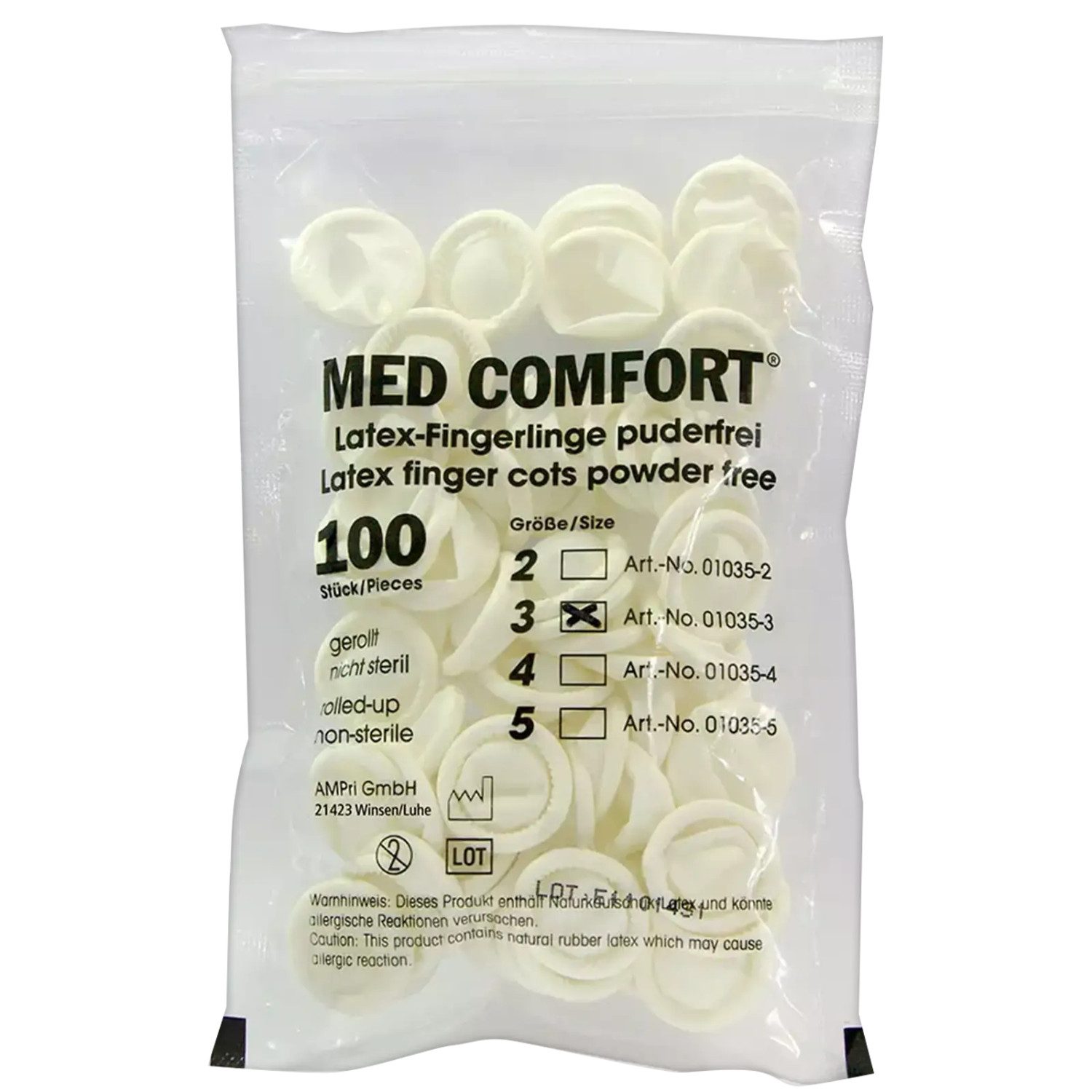 AMPri Latexhandschuhe Med-Comfort Latex-Fingerlinge - 4 günstig online kaufen