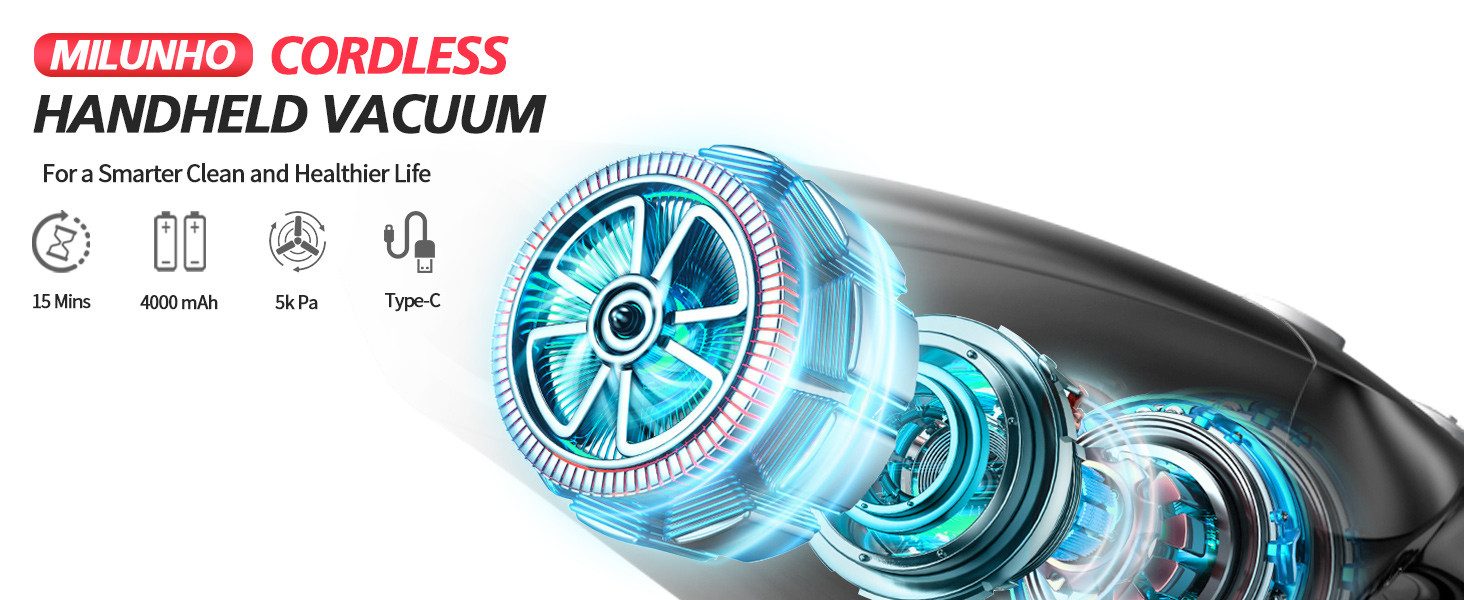 Vivitar Akku-Handstaubsauger Kabellos, LED-Licht mit HEPA-Filter & Zwei Aufsätze, 70 W, Staubbecher, Reinigungsset für die Innenraumreinigung im Auto, leistungsstarker