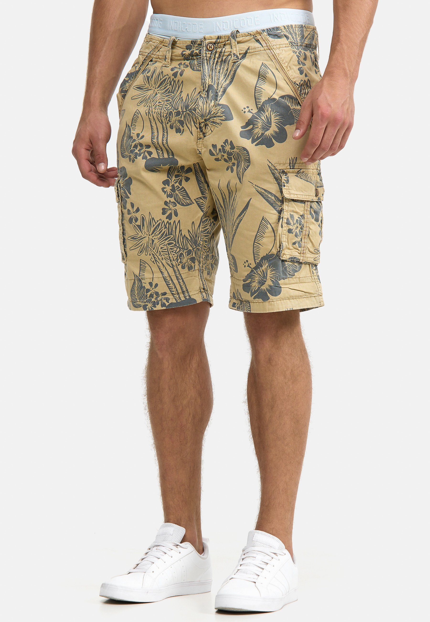 Indicode Cargoshorts Herren Albert Cargo Shorts Herrenshorts Hawaiishorts mit 6 Taschen, 100% Baumwolle