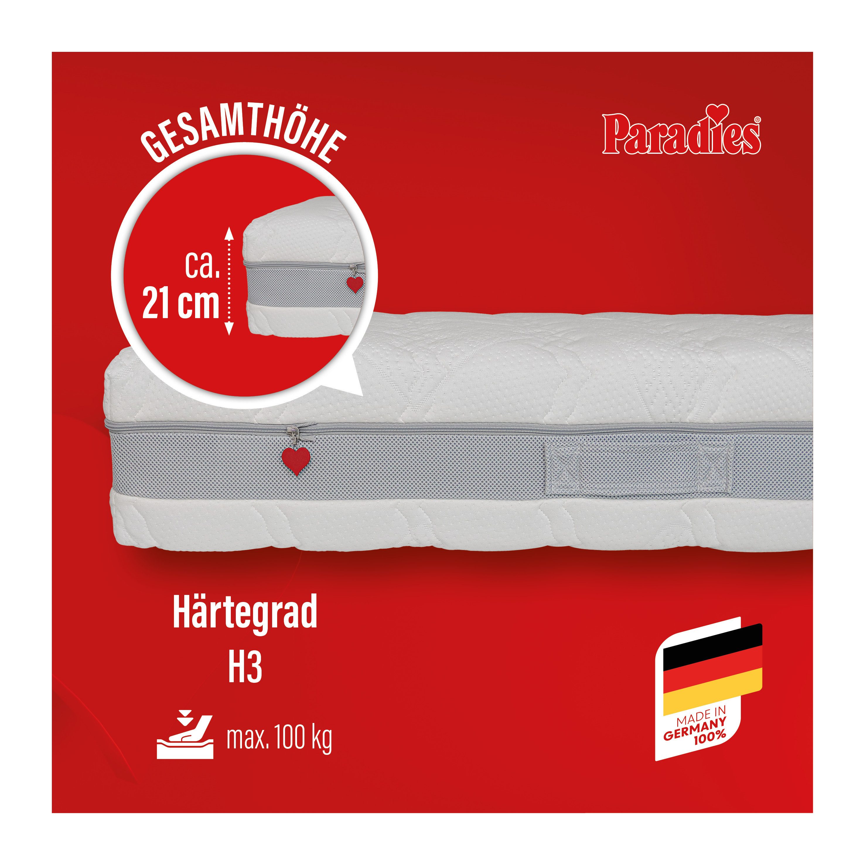 Taschenfederkernmatratze Neuheit: Paradies Prolife Supreme, Matratze 90x200, 140x200 cm & mehr, Paradies, 22 cm hoch, 7-Zonen Matratze, ergonomisch, atmungsaktiv