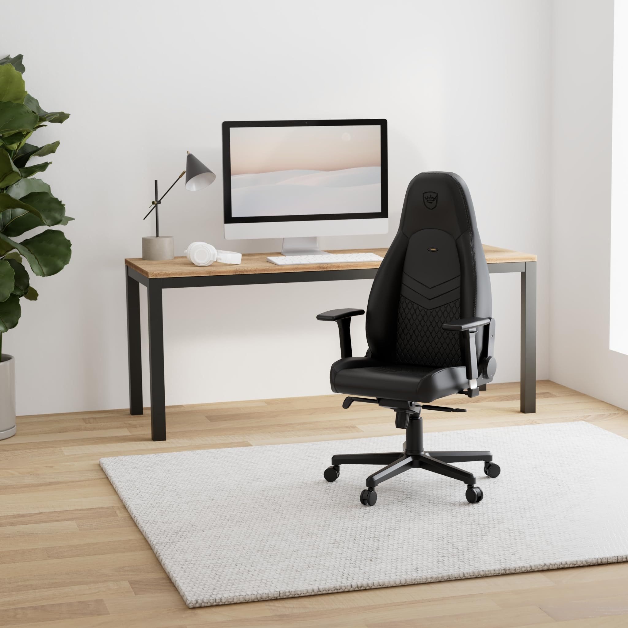 Noblechairs Gaming-Stuhl noblechairs ICON Echtleder Gaming Stuhl - schwarz/schwarz
