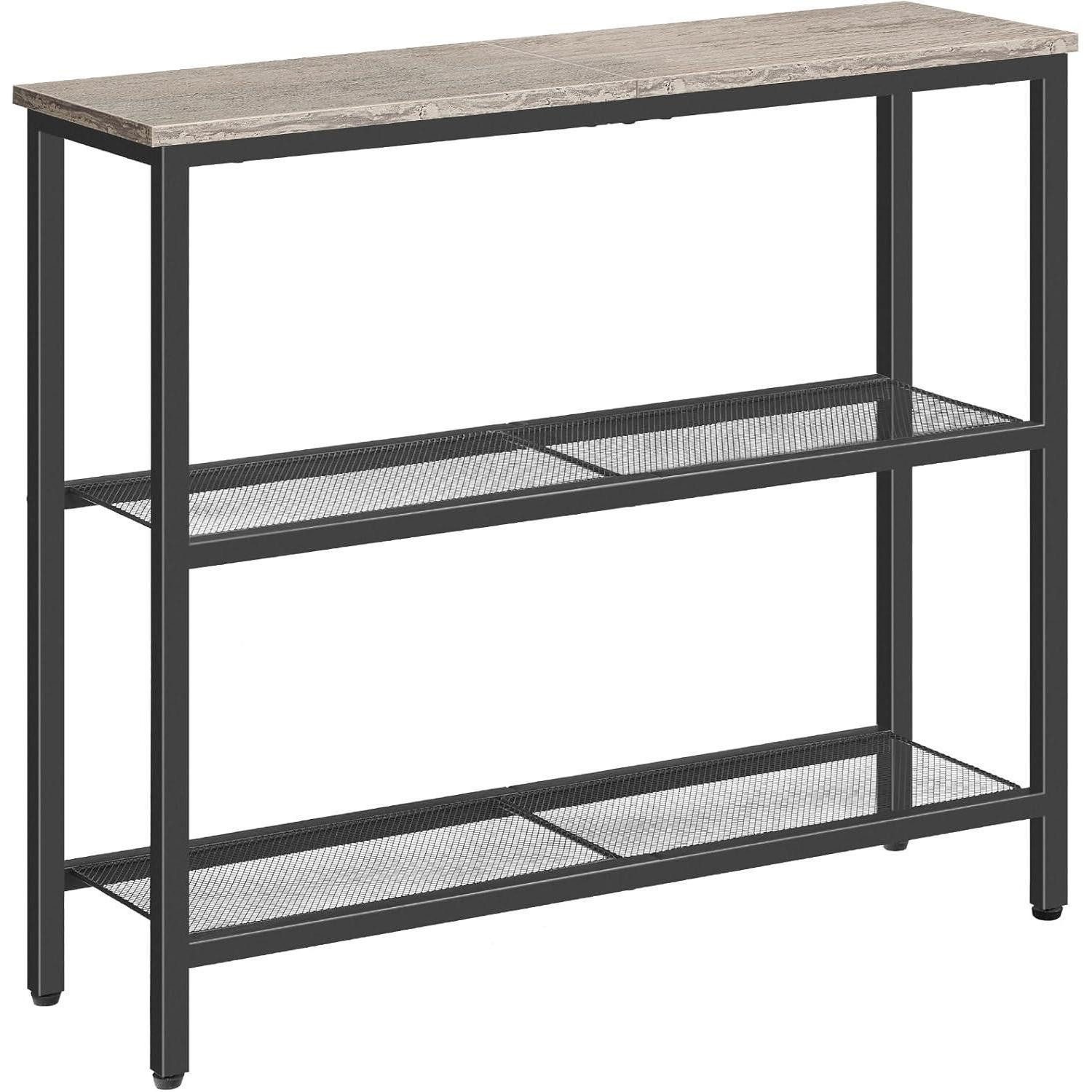 LuxusKollektion Konsolentisch Schmaler Konsolentisch Beistelltisch Industrie-Design Greige-Schwarz