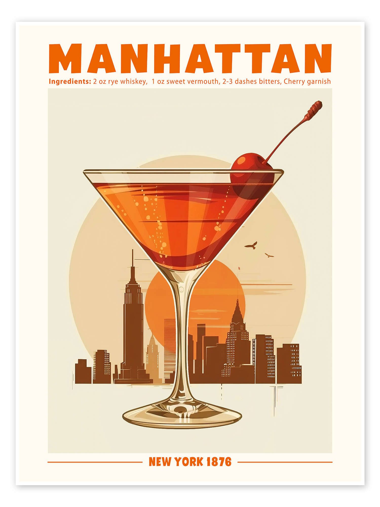 Posterlounge Wandbild Manhattan, New York 1876, TAlex, erhältlich als Poster, Leinwandbild, Wandsticker oder Acrylglasbild
