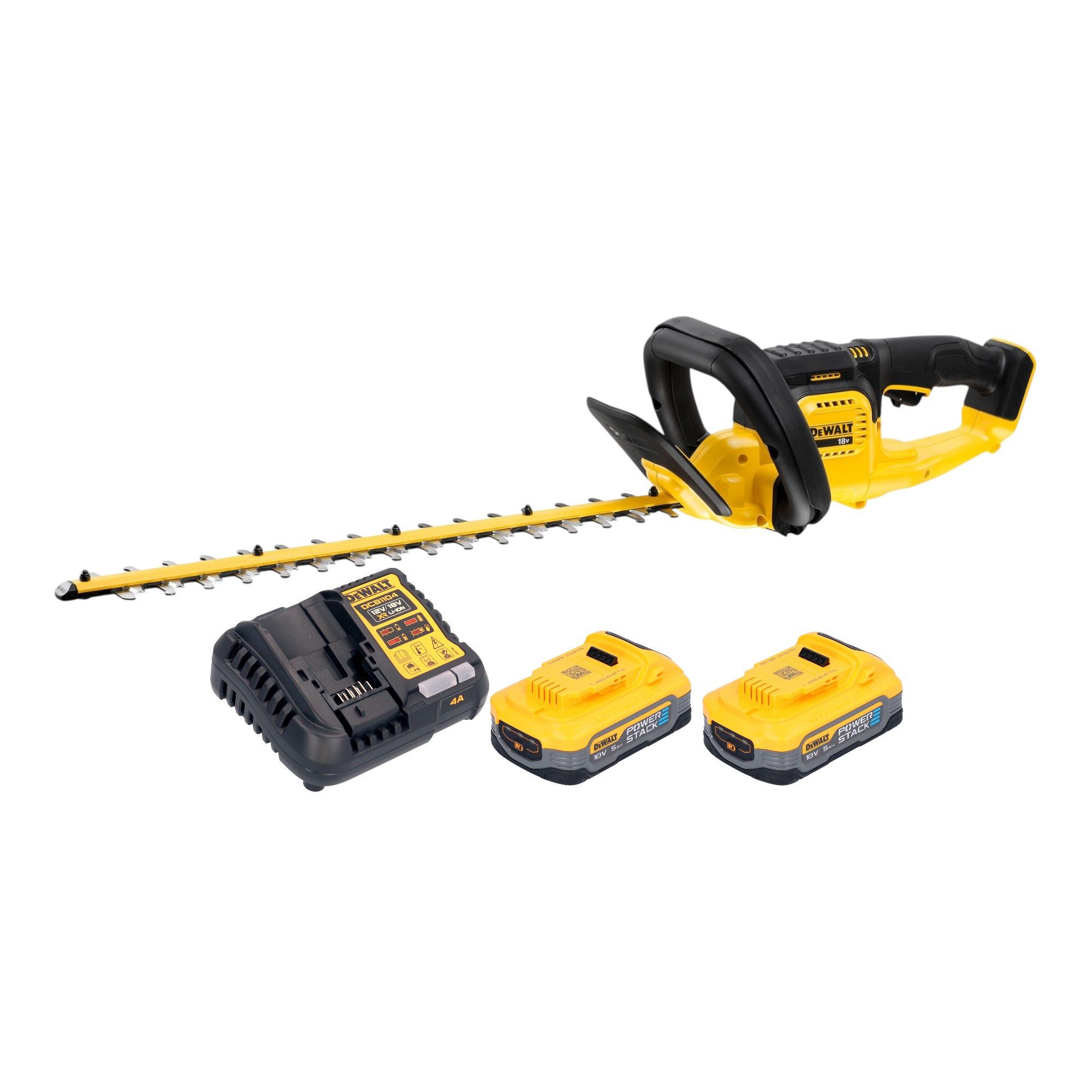 DeWalt Akku-Heckenschere DCMHT 563 H2 Akku Heckenschere 18 V 55 cm + 2x Powerstack Akku 5,0 Ah