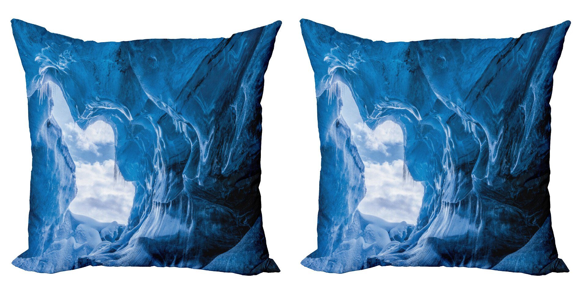 Kissenbezüge Modern Accent Doppelseitiger Digitaldruck, Abakuhaus (2 Stück), Blau Glacier Gefrorene Cave