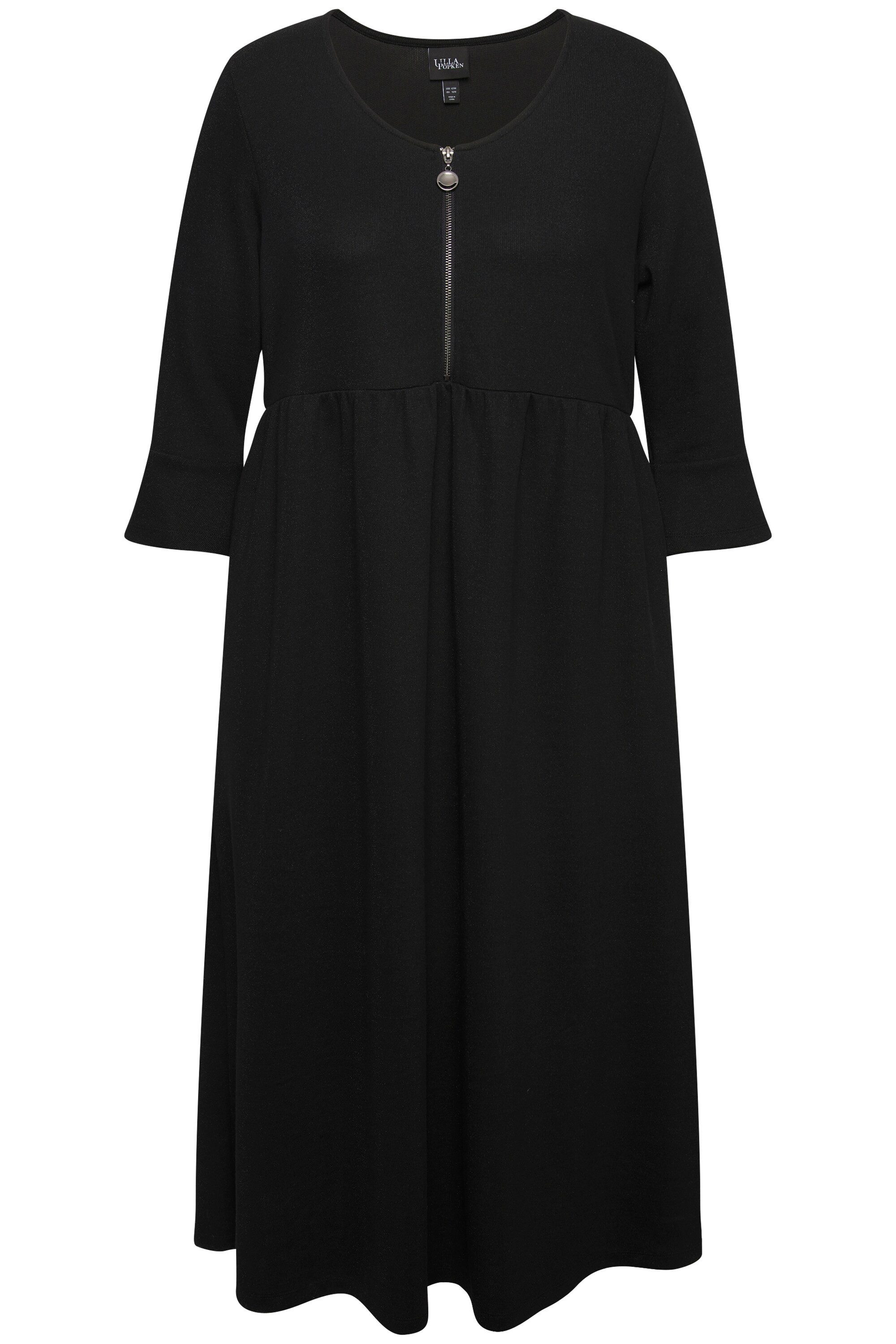 Ulla Popken Jerseykleid Midikleid Reißverschluss V-Ausschnitt günstig online kaufen