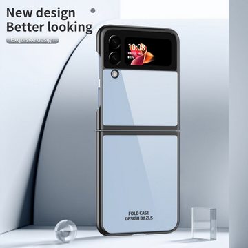 Wigento Handyhülle Für Samsung Galaxy Z Flip4 Electroplating transparente Handyhülle Schutz Cover Handy Tasche Schwarz Hülle Etuis Muster