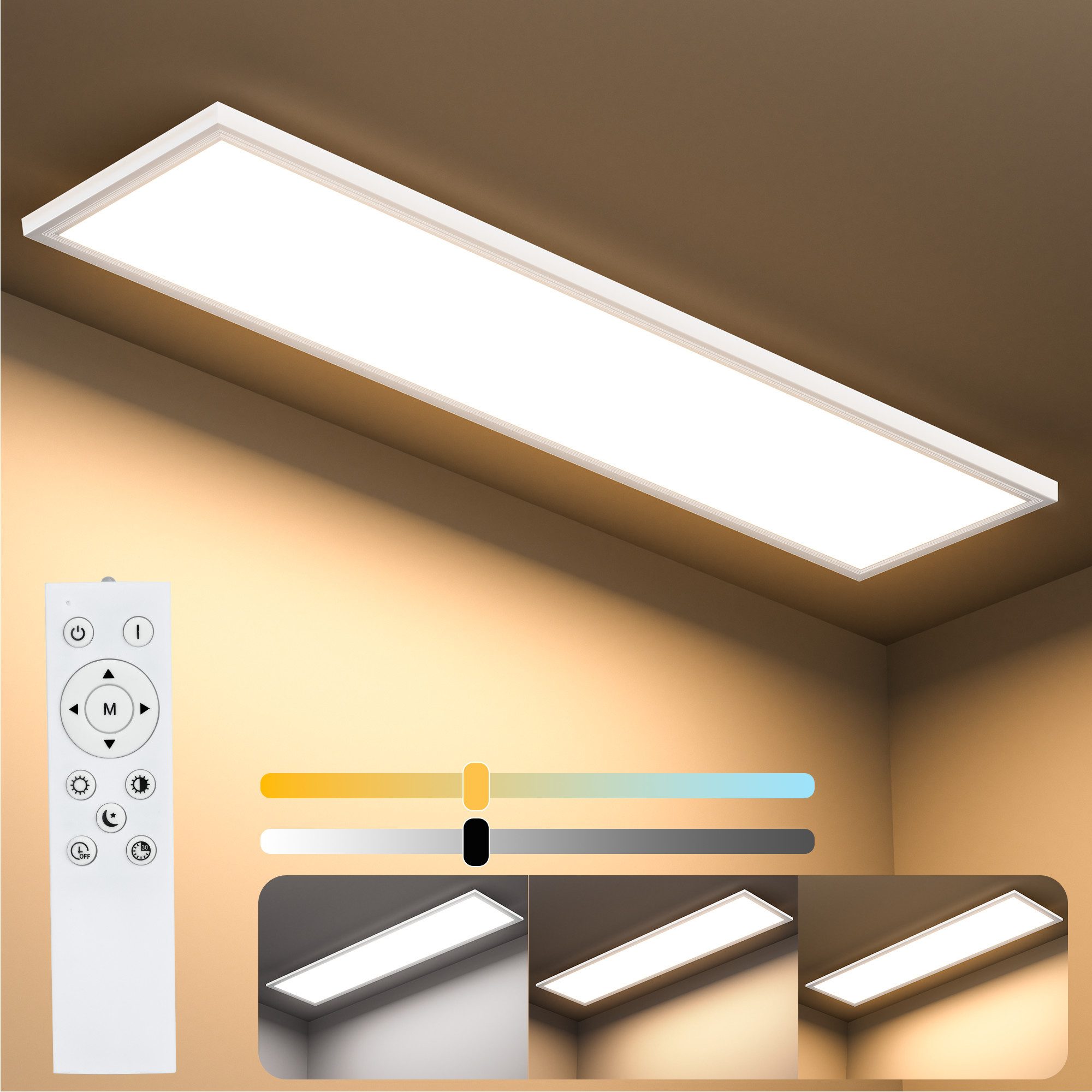 Lujasi LED Deckenleuchte Deckenlampe, 36W 3600LM LED Panel Flach 100 x 25 x 5,5 cm, tageslichtlampe decke, LED, Neutralweiß, Rechteckige, Energieeffizient & langlebig 4000K für Schlafzimmer Wohnzimmer Küche