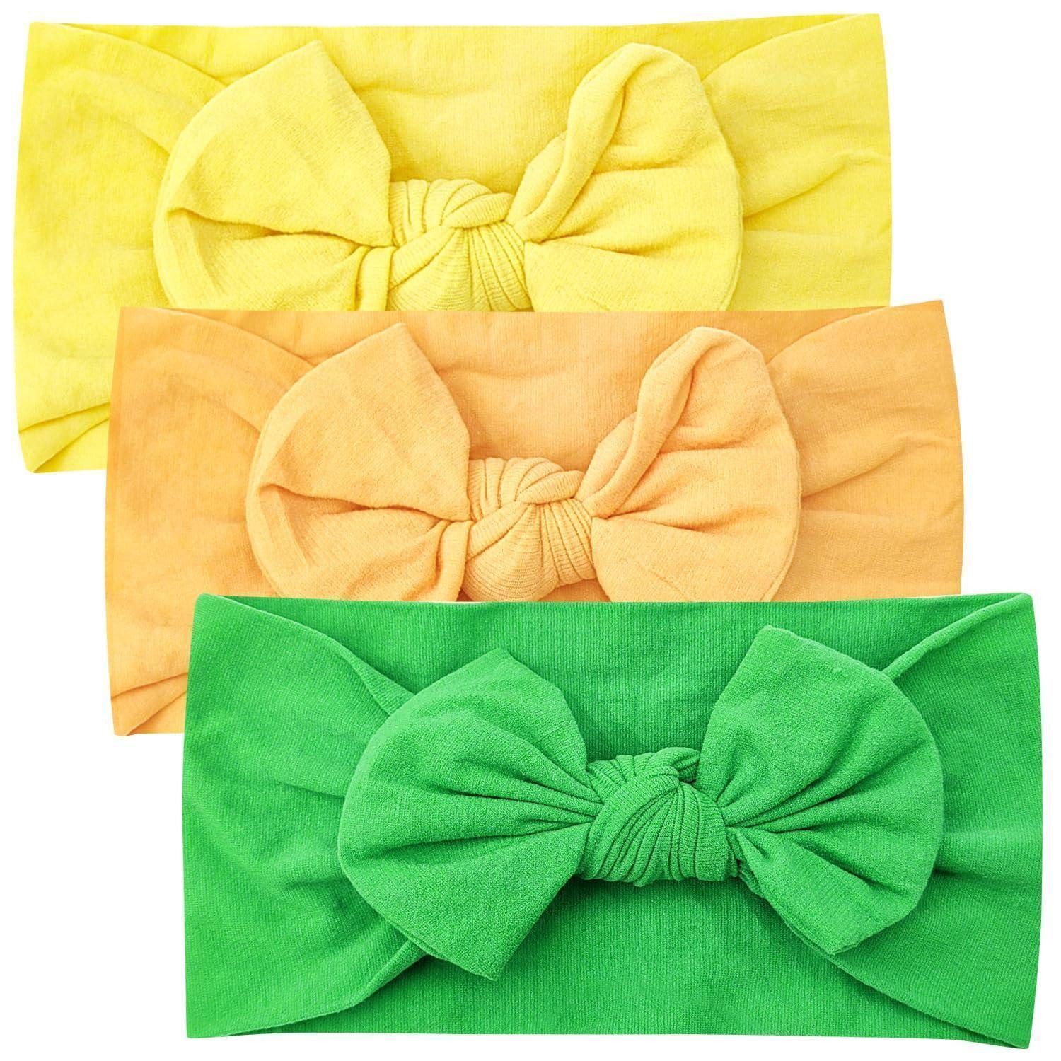LuxusKollektion Haarband Baby Stirnbänder Nylon Bogen Turban Neugeborene grün gelb hellgelb