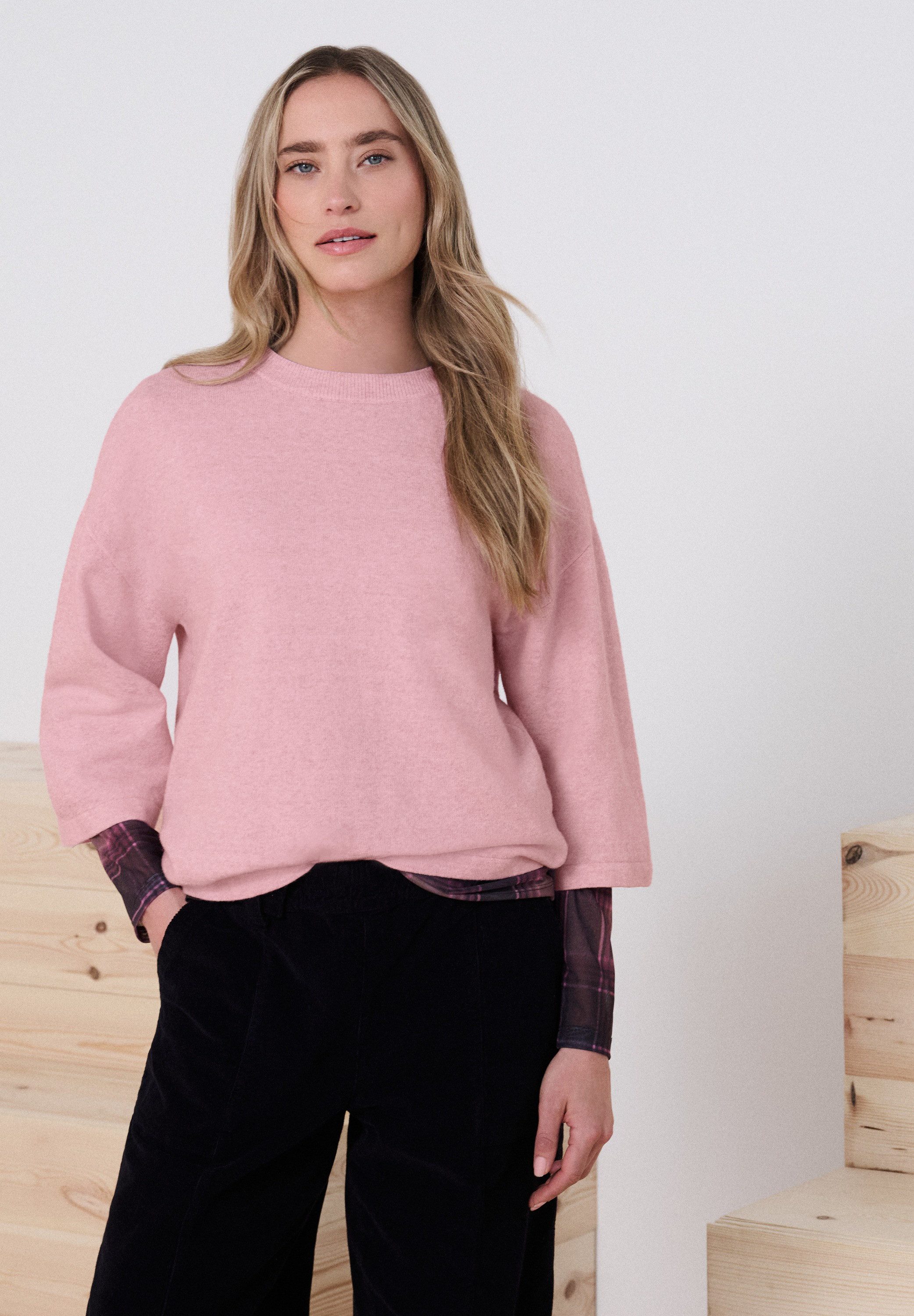 STREET ONE Strickpullover 3/4-Arm Pullover mit Rundhals
