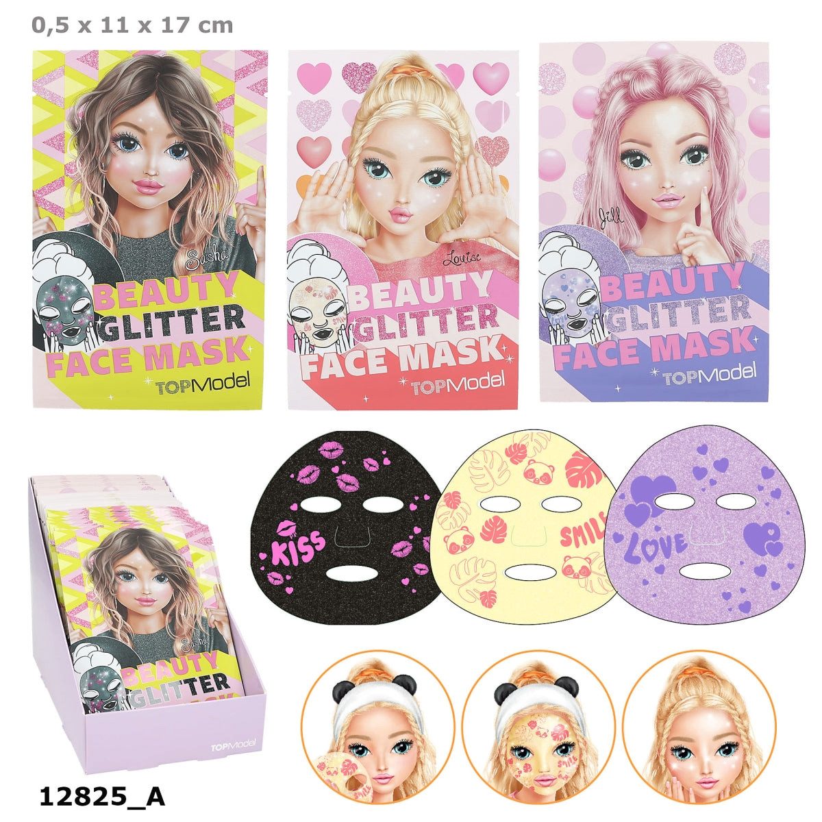 Depesche Spiel TOPModel Tuchmaske Glitzer BEAUTY and ME – 1 Design zufällig