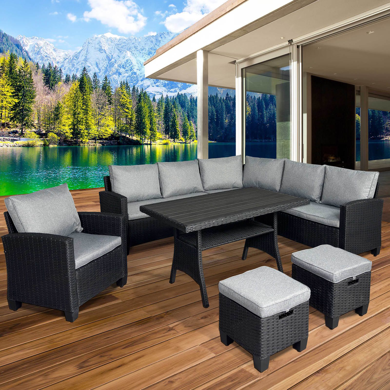 BRAST Gartenlounge-Set Hacienda, bis zu 10 Personen, viele Farben inkl. Kissen & Abdeckung, (1-tlg), TÜV geprüft Outdoor Loungemöbel