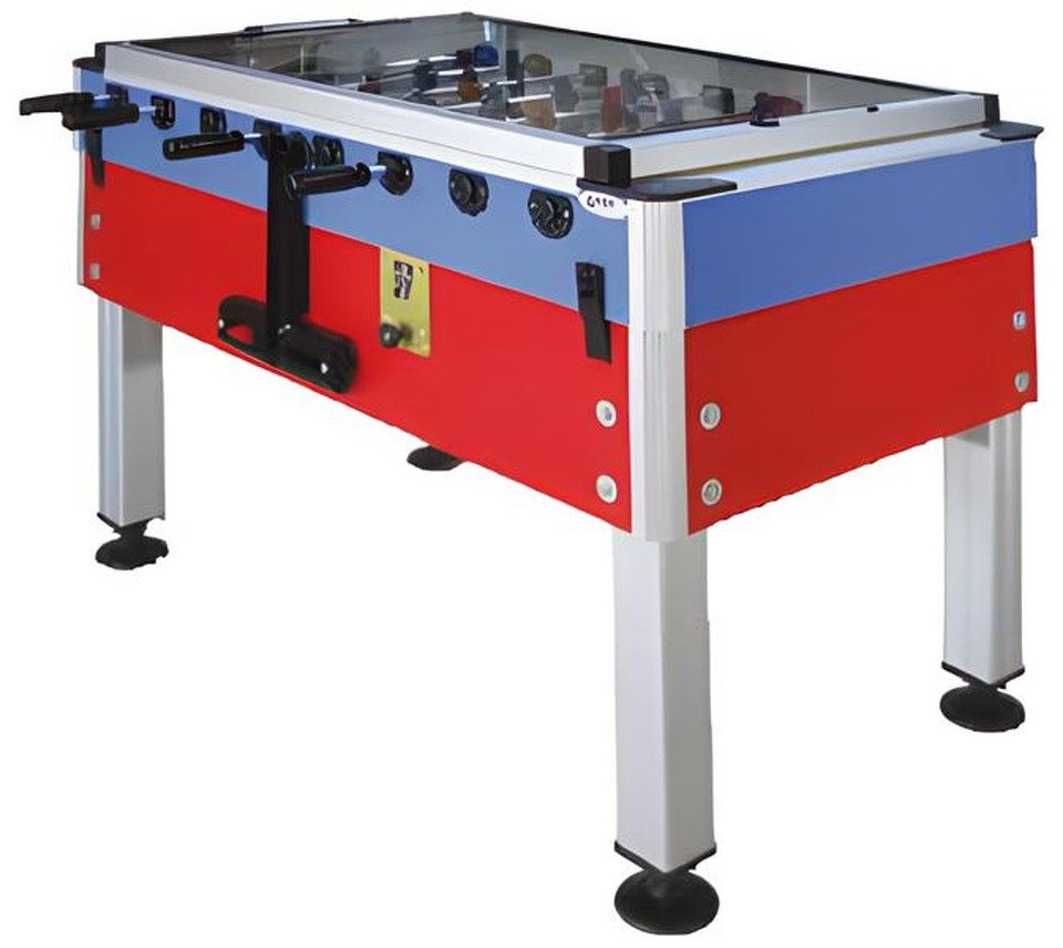 Xlmoebel Kickertisch Tischfußballtisch XLMOEBEL Rot Aluminium MDF mit Glasabdeckung (Tischfußballtisch rot, Aluminium/MDF), Made in Europa